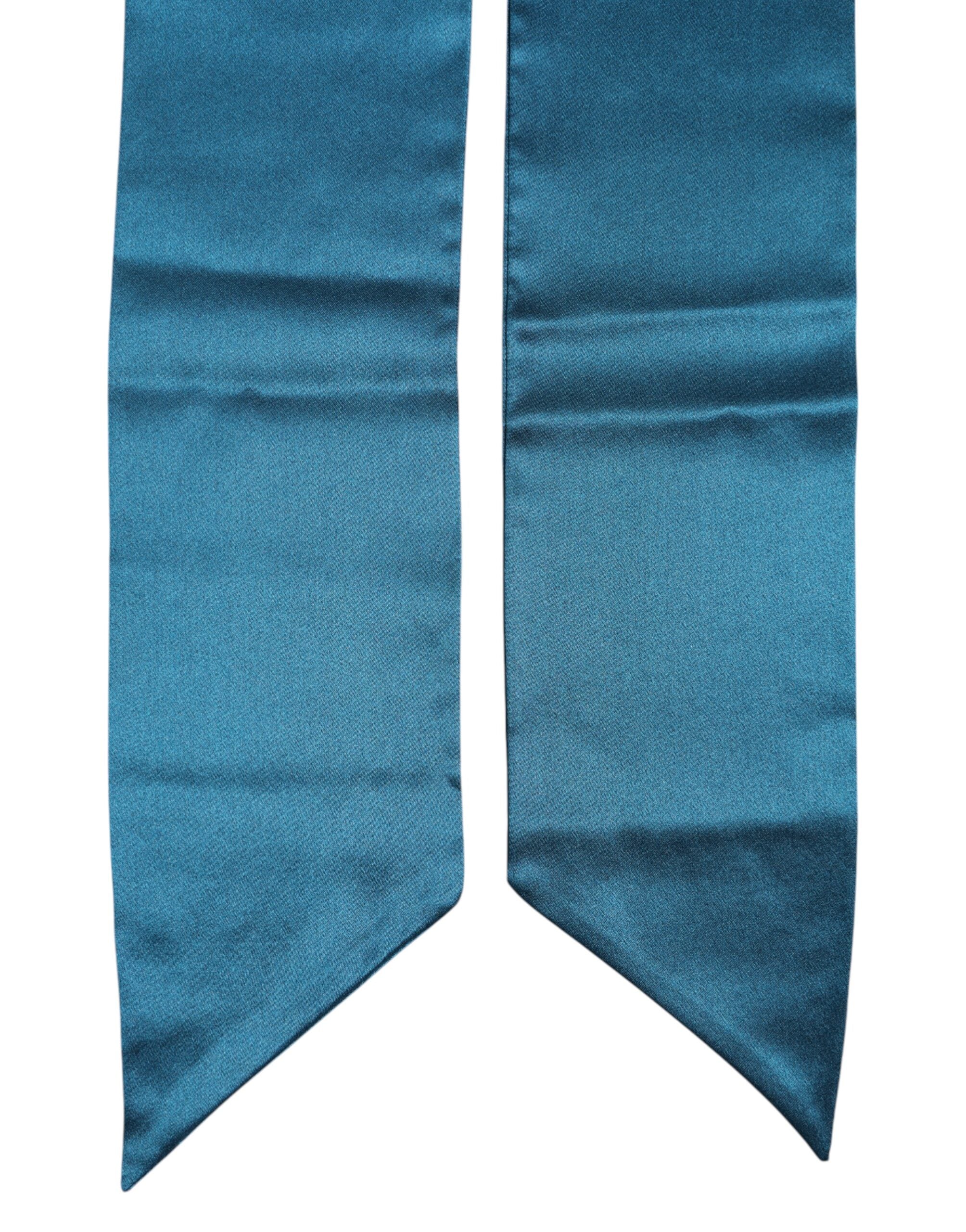 Dolce &amp; Gabbana – Schmaler Foulard-Wickelschal aus blauer Satinseide