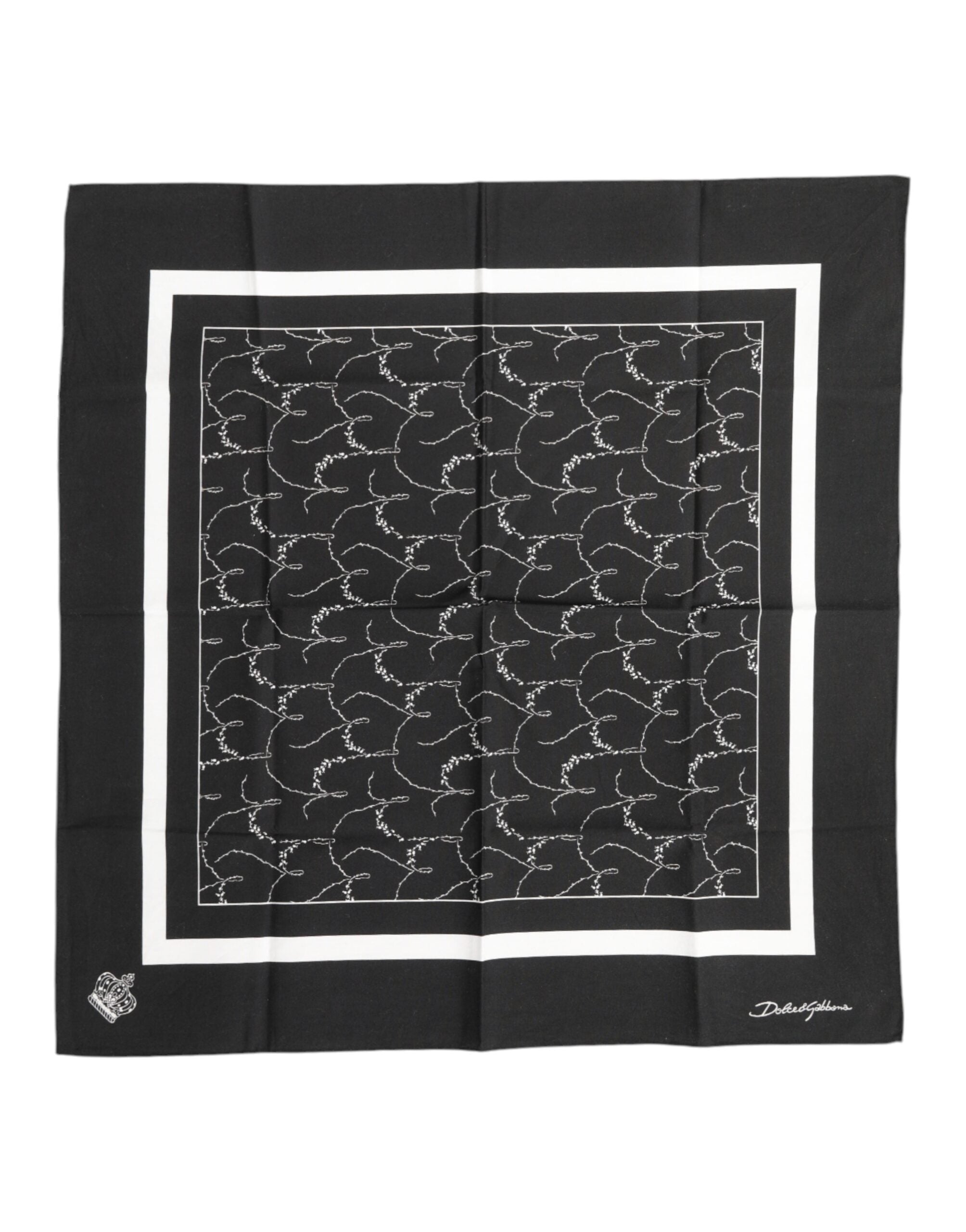 Dolce &amp; Gabbana Schwarz-Weiß bedruckter quadratischer Foulard-Schal für Herren