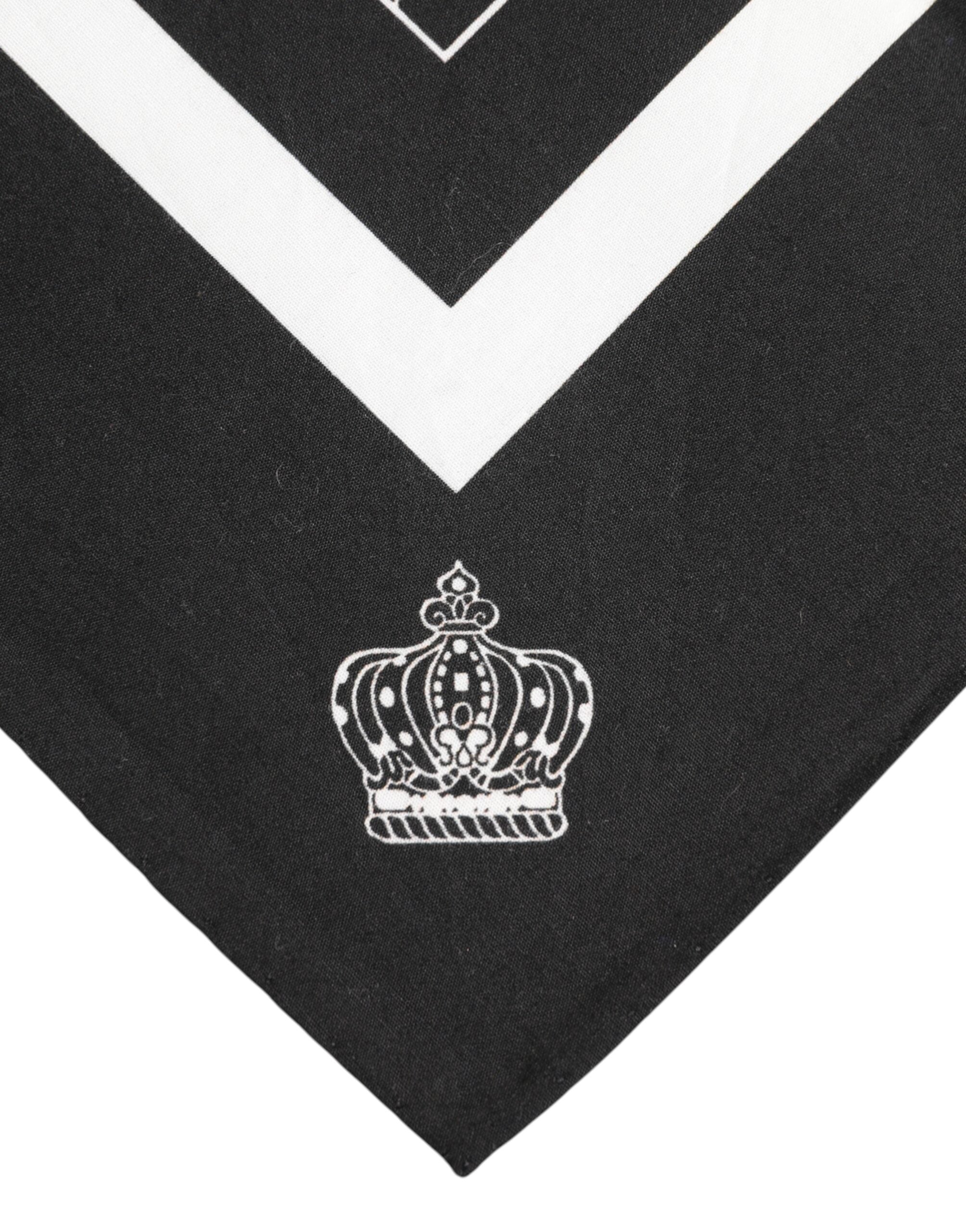 Dolce &amp; Gabbana Schwarz-Weiß bedruckter quadratischer Foulard-Schal für Herren