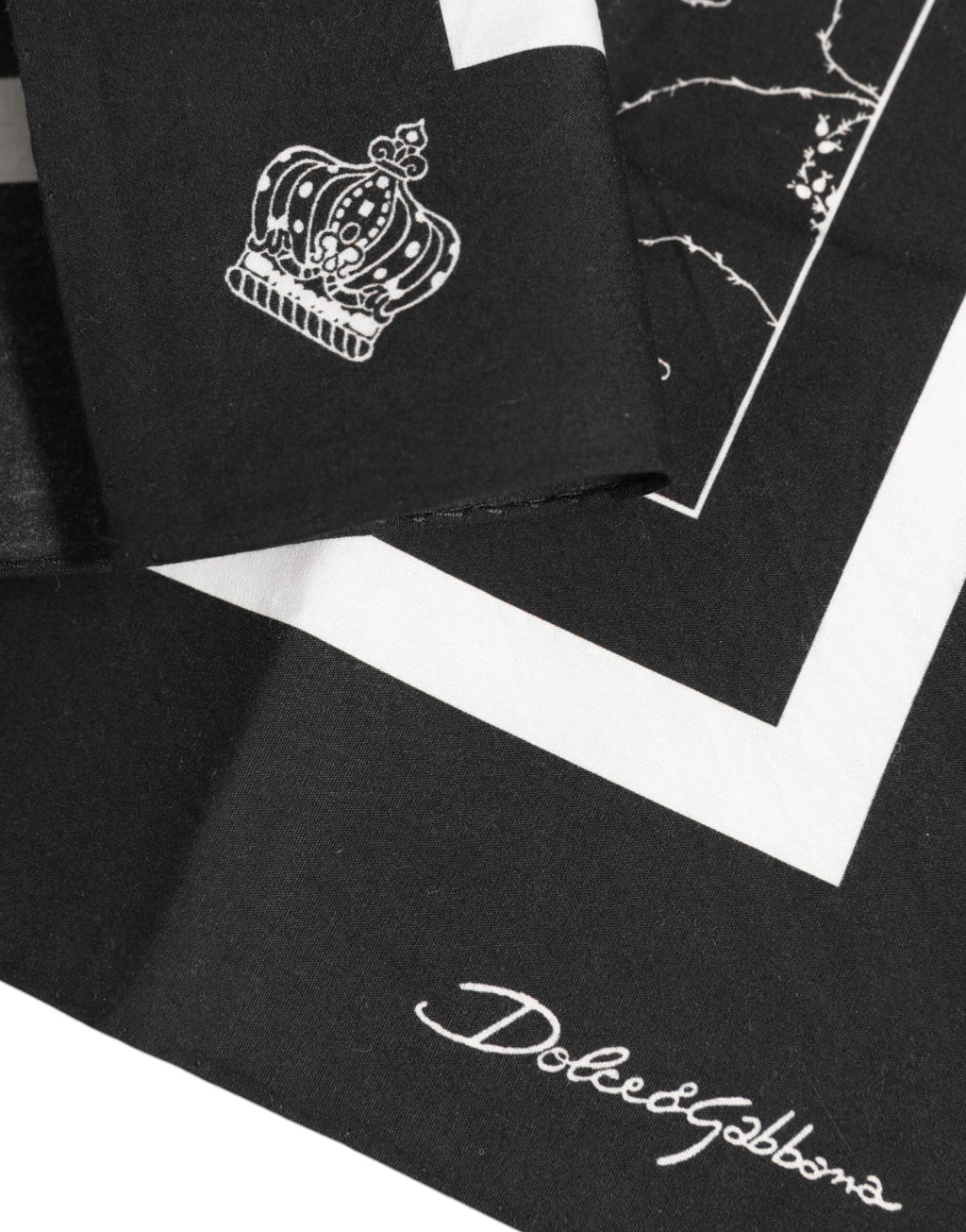 Dolce &amp; Gabbana Schwarz-Weiß bedruckter quadratischer Foulard-Schal für Herren