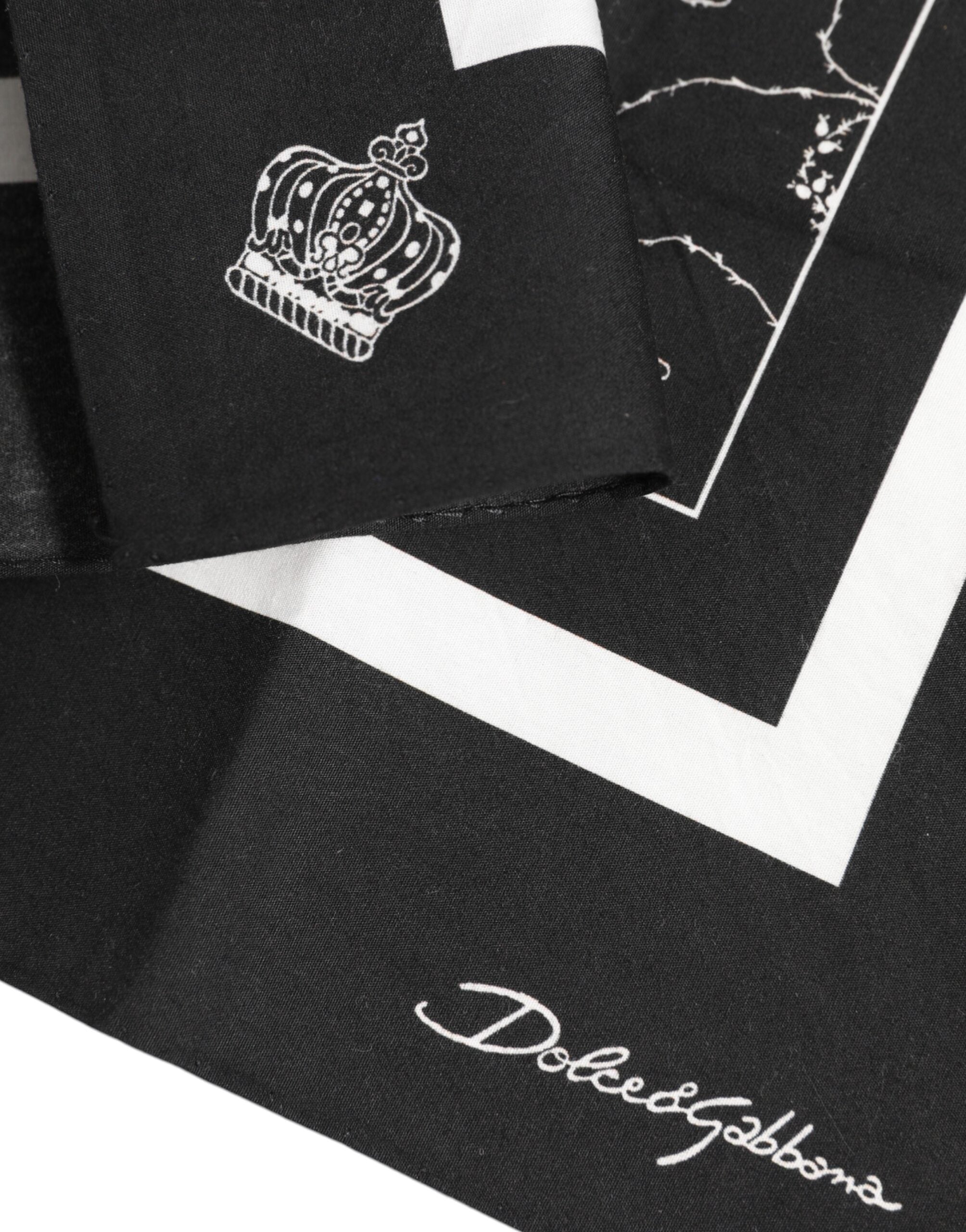 Dolce &amp; Gabbana Schwarz-Weiß bedruckter quadratischer Foulard-Schal für Herren