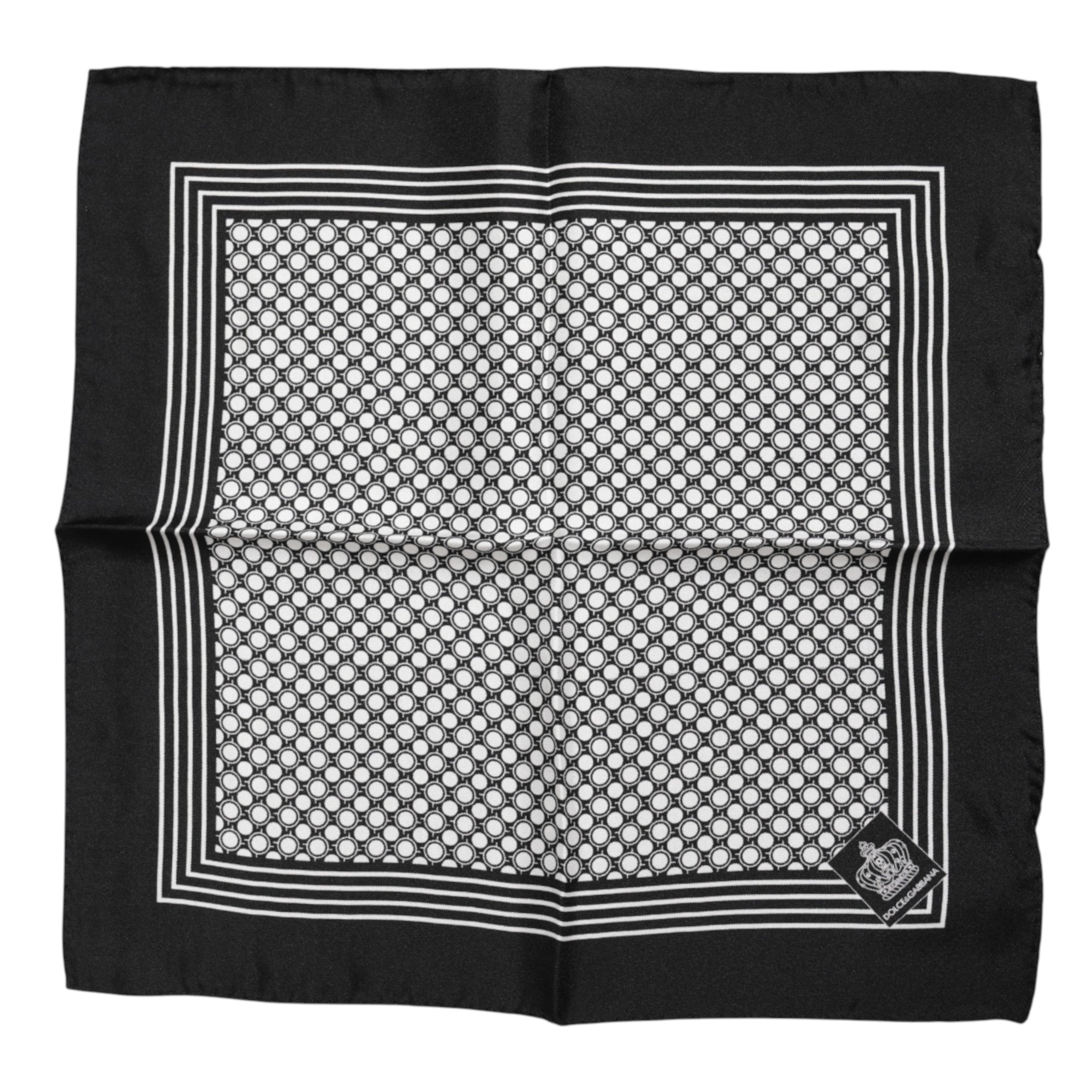 Dolce &amp; Gabbana Schwarz-Weiß gemusterter quadratischer Herren-Foulardschal