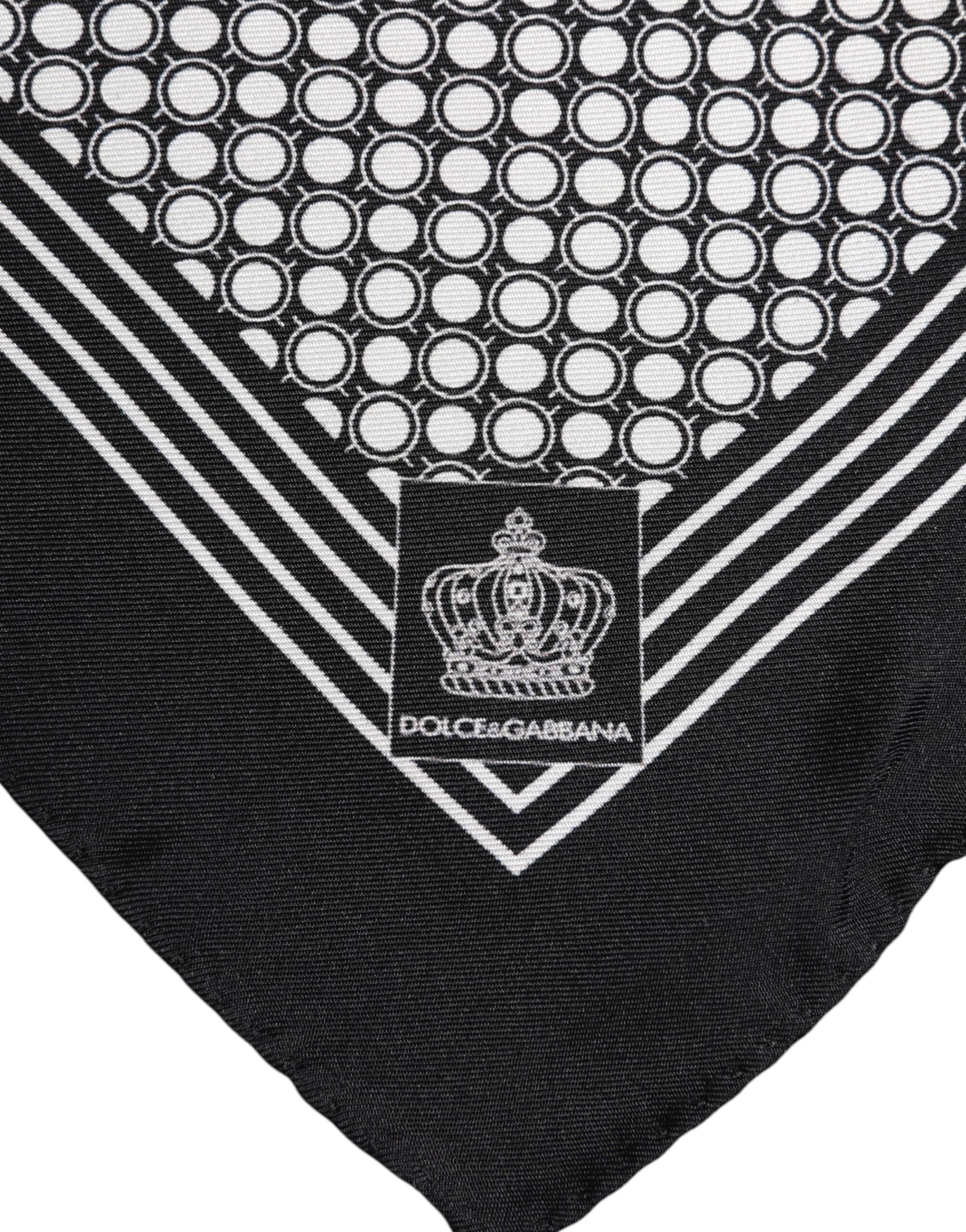 Dolce &amp; Gabbana Schwarz-Weiß gemusterter quadratischer Herren-Foulardschal