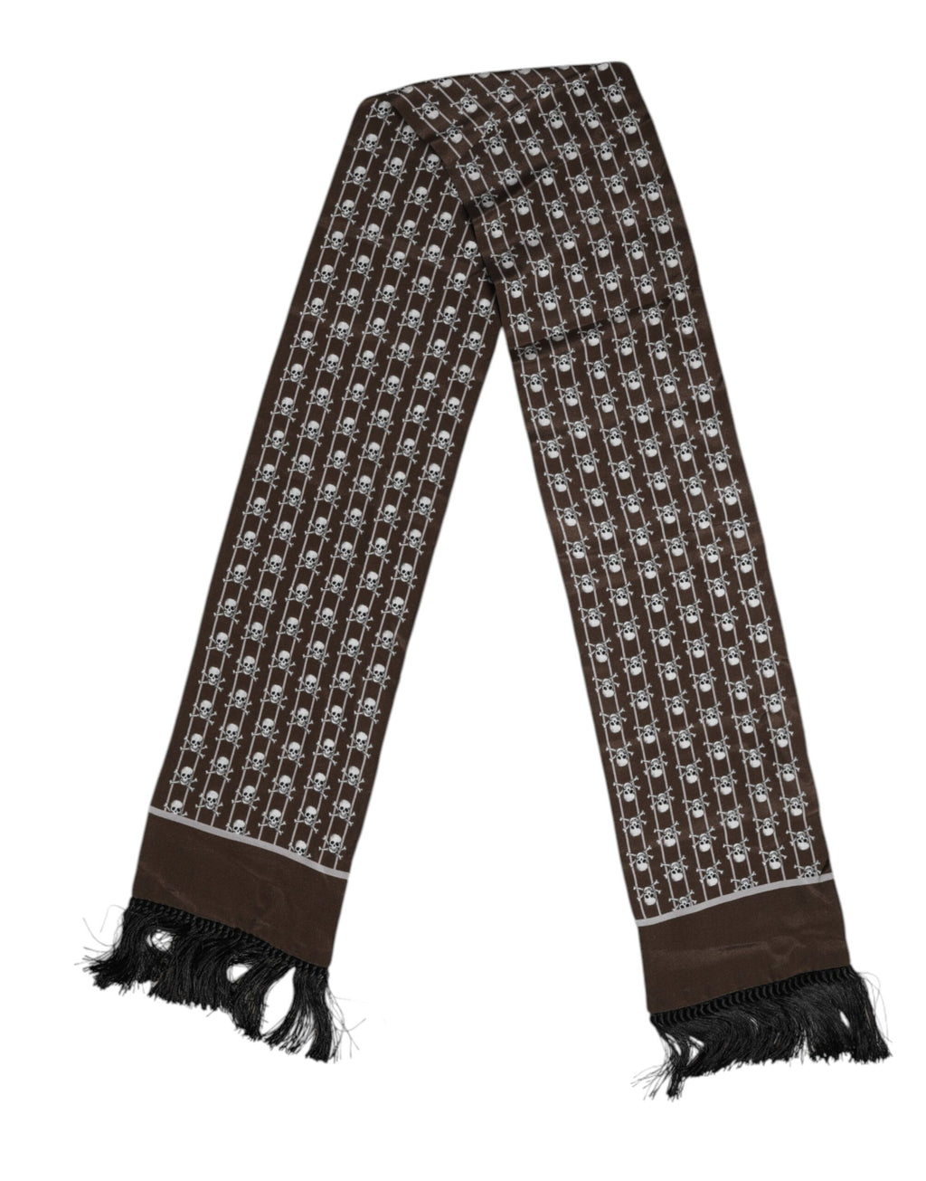 Dolce &amp; Gabbana Brauner Schal mit Totenkopf-Print und Fransen für Herren