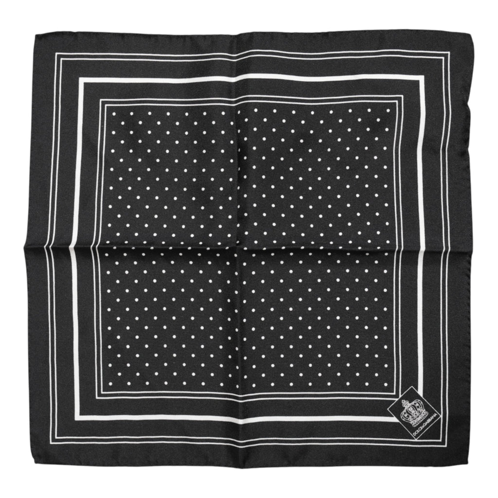 Dolce &amp; Gabbana Schwarz-Weiß-Polka Dot Herren Foulard-Schal