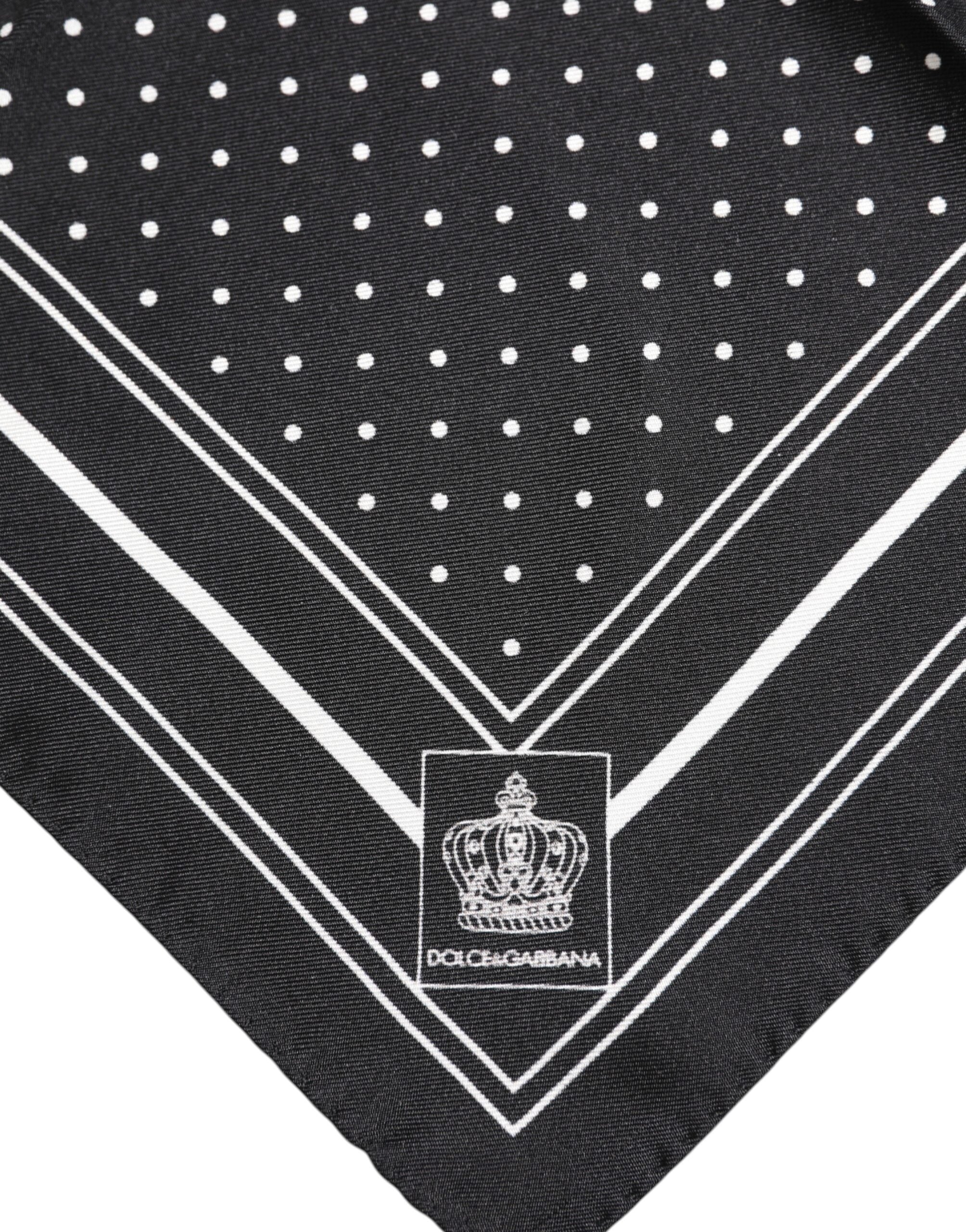 Dolce &amp; Gabbana Schwarz-Weiß-Polka Dot Herren Foulard-Schal