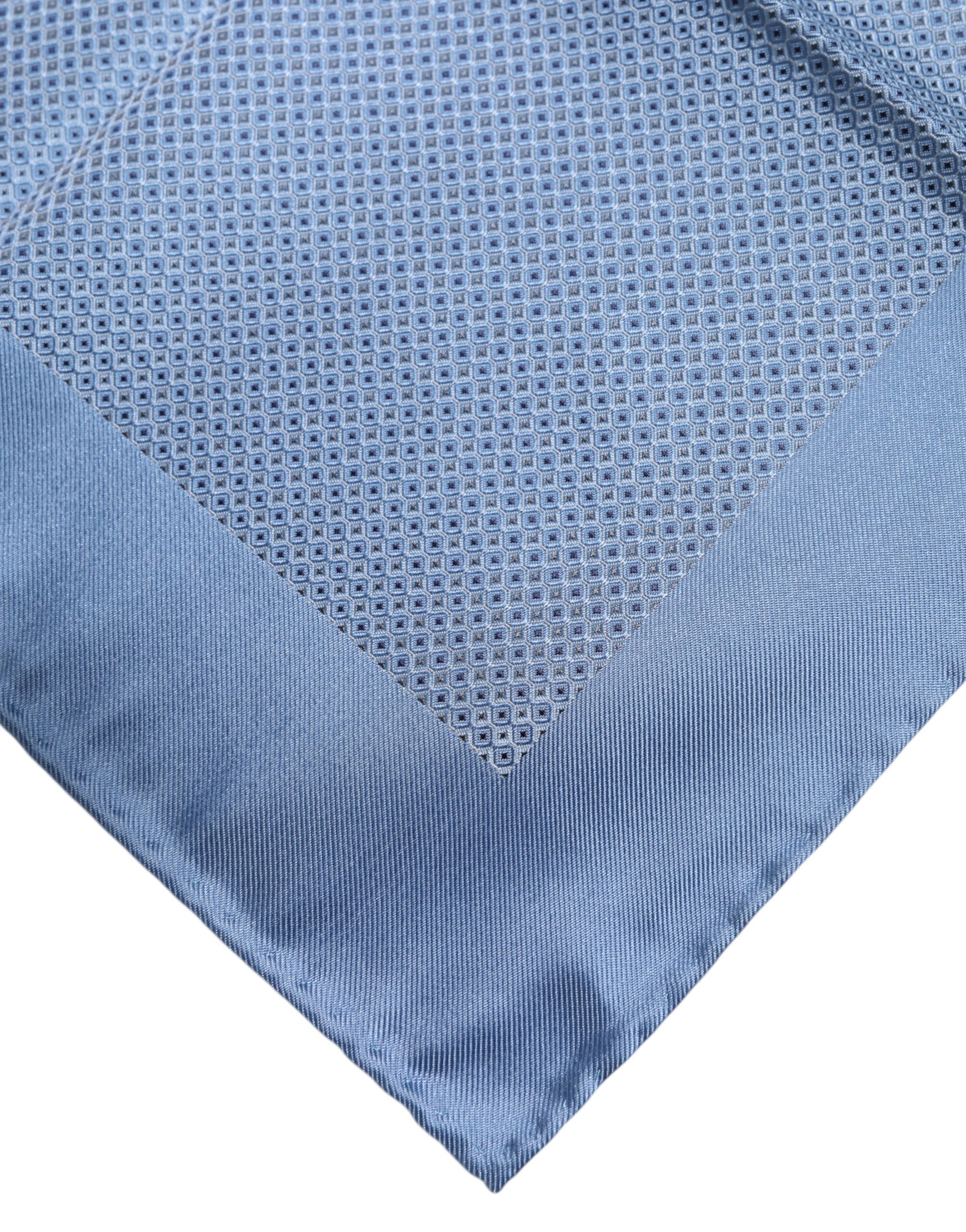 Dolce &amp; Gabbana Hellblauer quadratischer Seidenschal für Herren