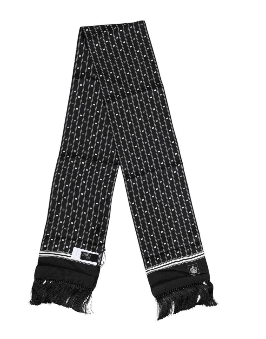 Dolce &amp; Gabbana Schwarzer Seidenschal mit Fransen