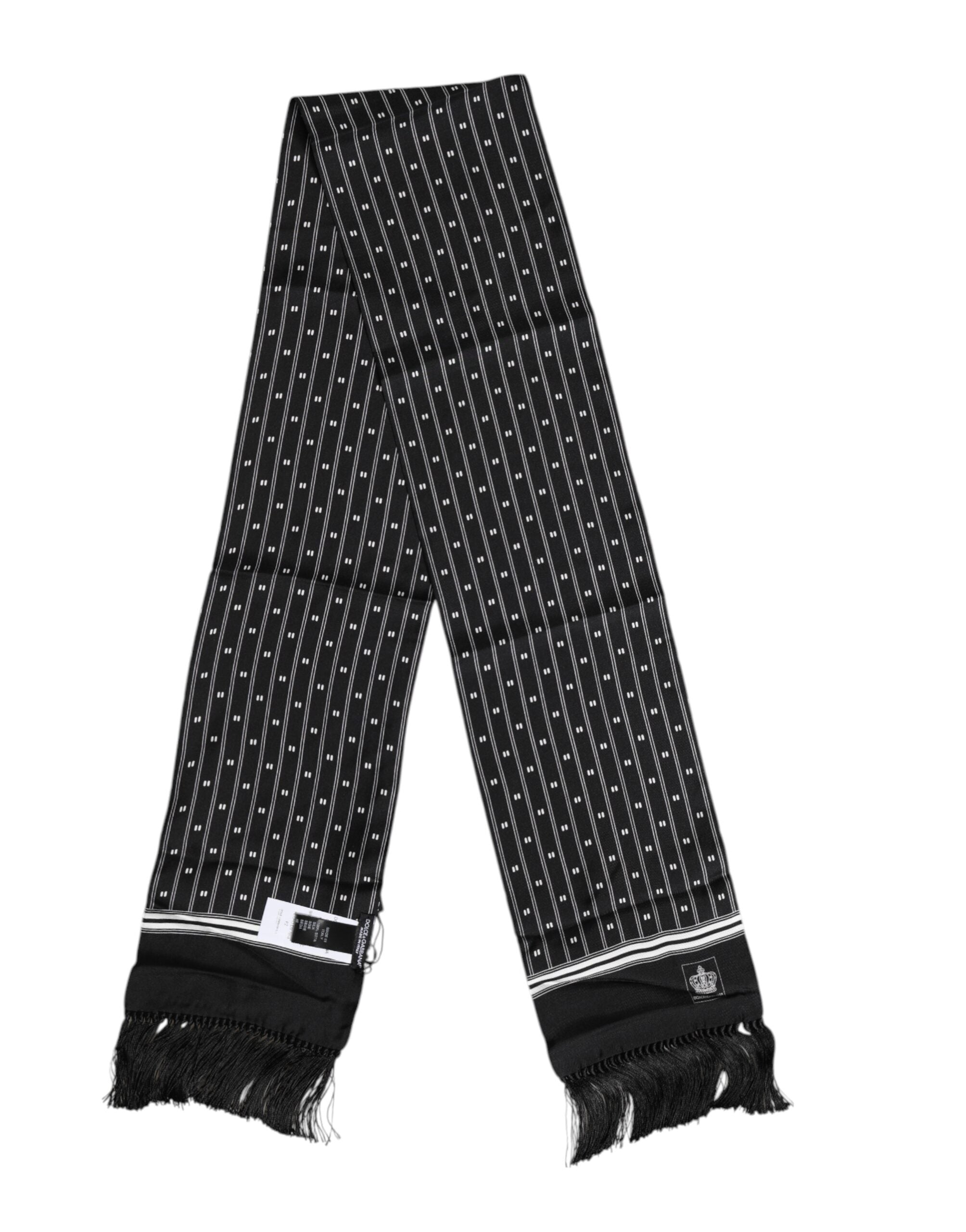 Dolce &amp; Gabbana Schwarzer Seidenschal mit Fransen