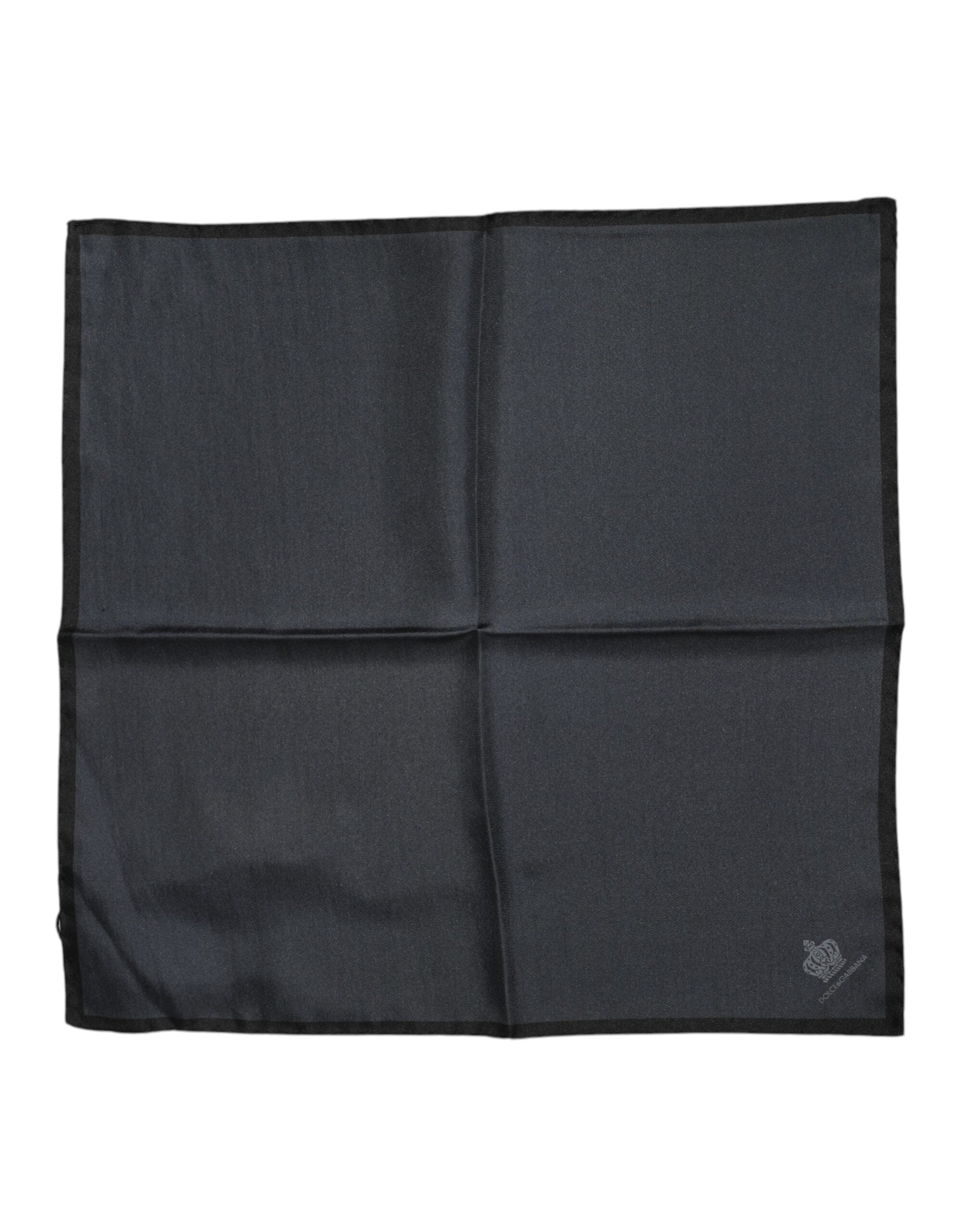 Dolce &amp; Gabbana Dunkelgrauer quadratischer Foulard aus Seide mit DG-Krone
