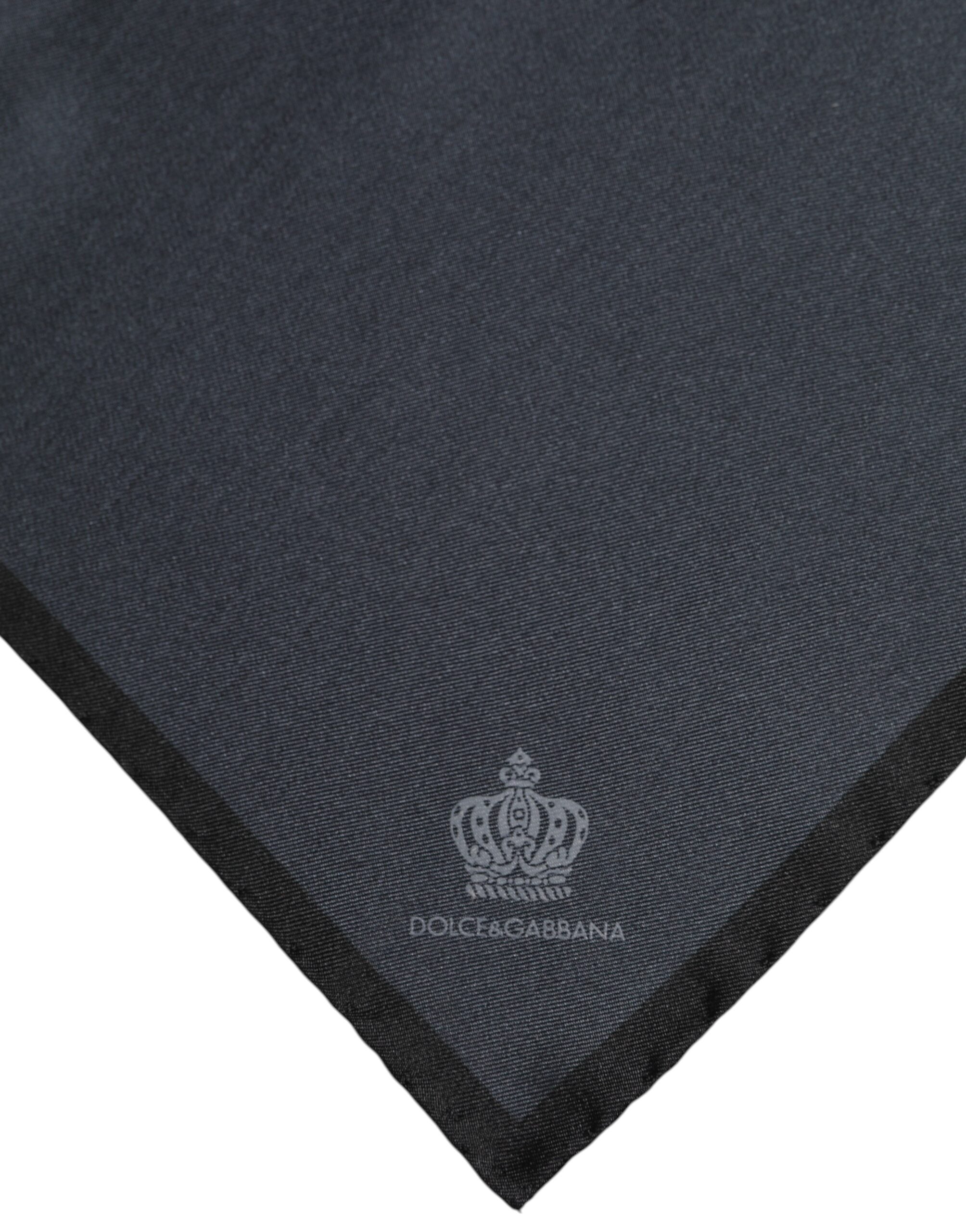 Dolce &amp; Gabbana Dunkelgrauer quadratischer Foulard aus Seide mit DG-Krone