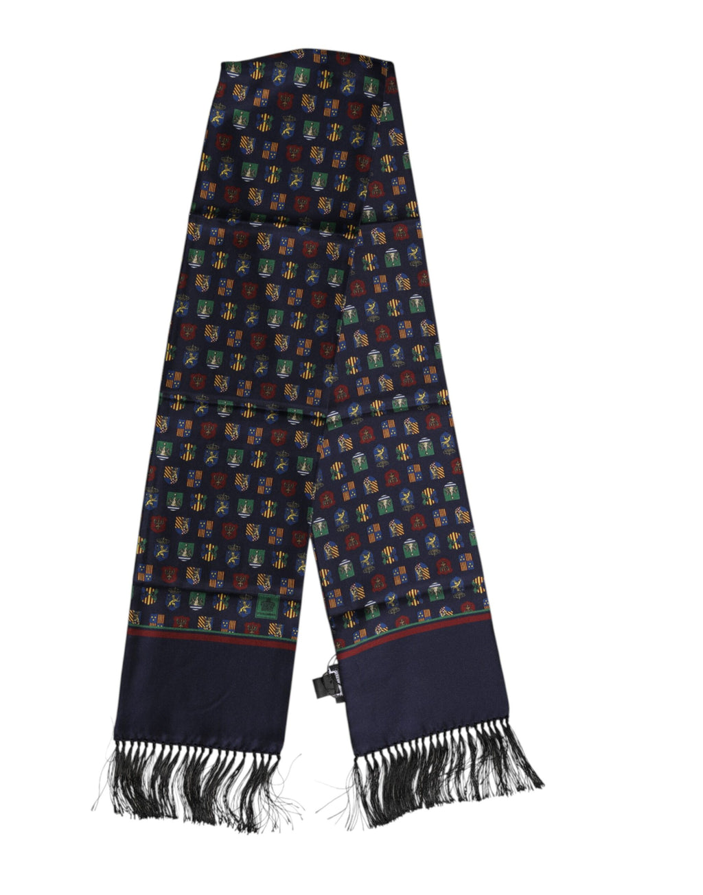 Dolce &amp; Gabbana Blauer Seiden-Foulardschal mit Fransen