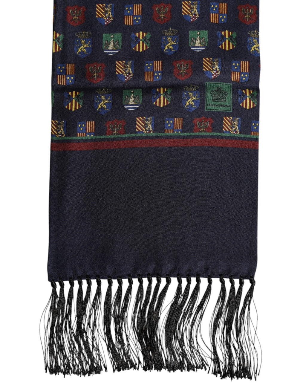 Dolce &amp; Gabbana Blauer Seiden-Foulardschal mit Fransen