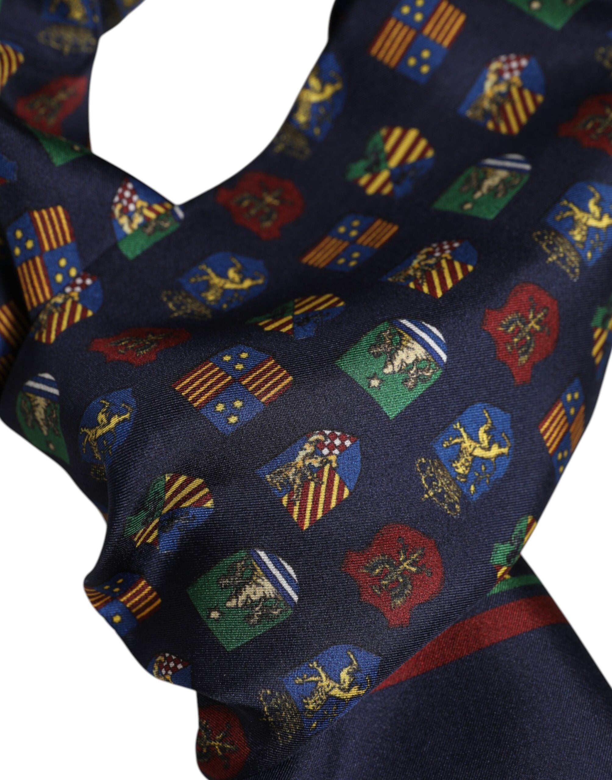 Dolce &amp; Gabbana Blauer Seiden-Foulardschal mit Fransen