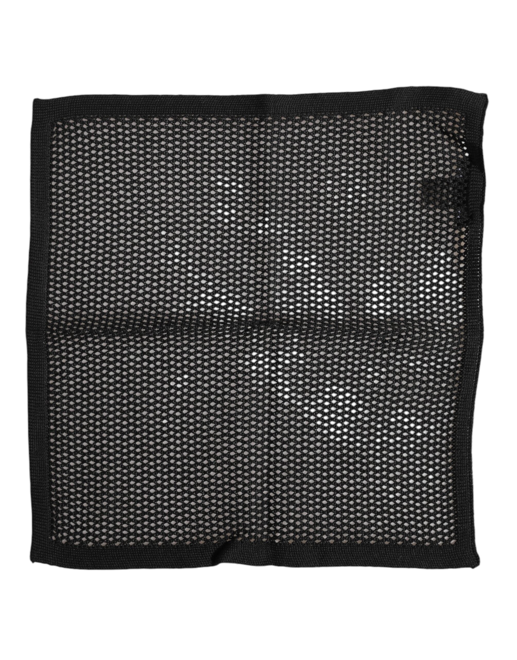 Dolce &amp; Gabbana Schwarz gemusterter quadratischer Foulard-Schal aus Baumwolle