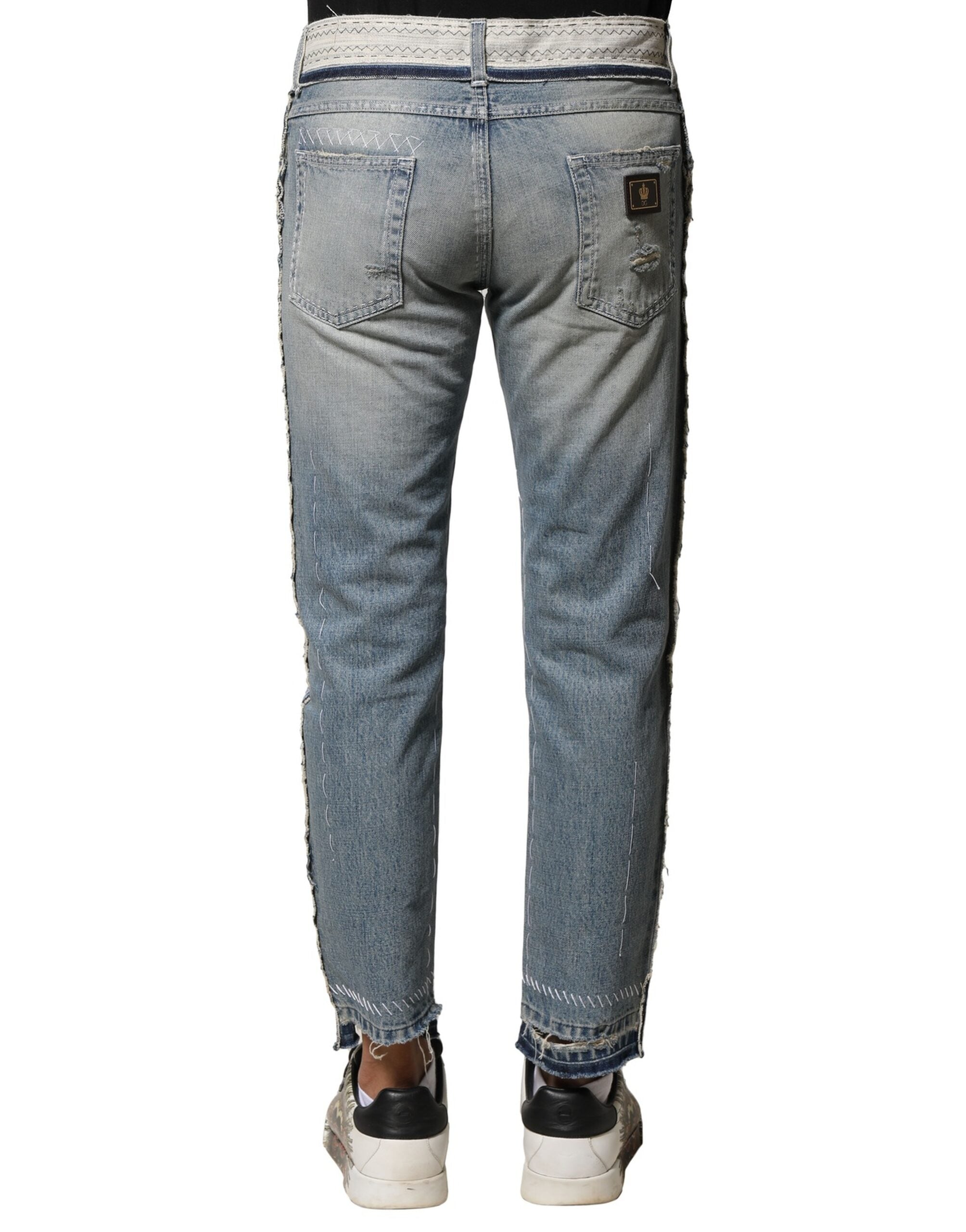 Dolce &amp; Gabbana Hellblaue zerfetzte gerade Herren-Jeans