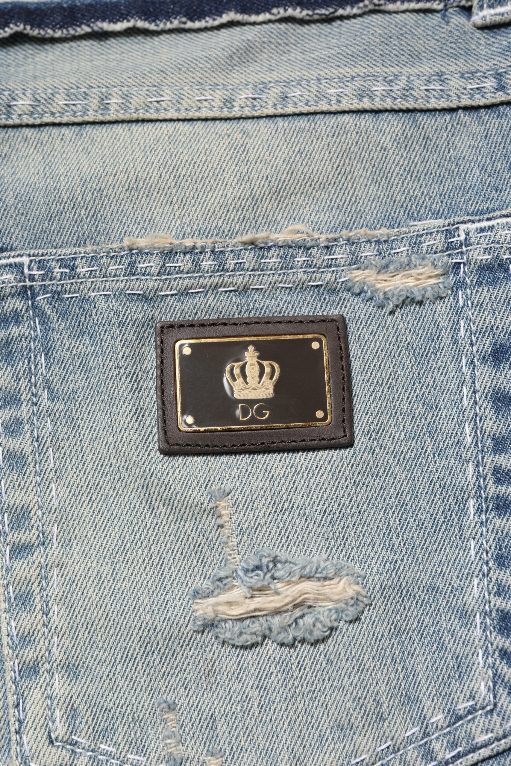 Dolce &amp; Gabbana Hellblaue zerfetzte gerade Herren-Jeans