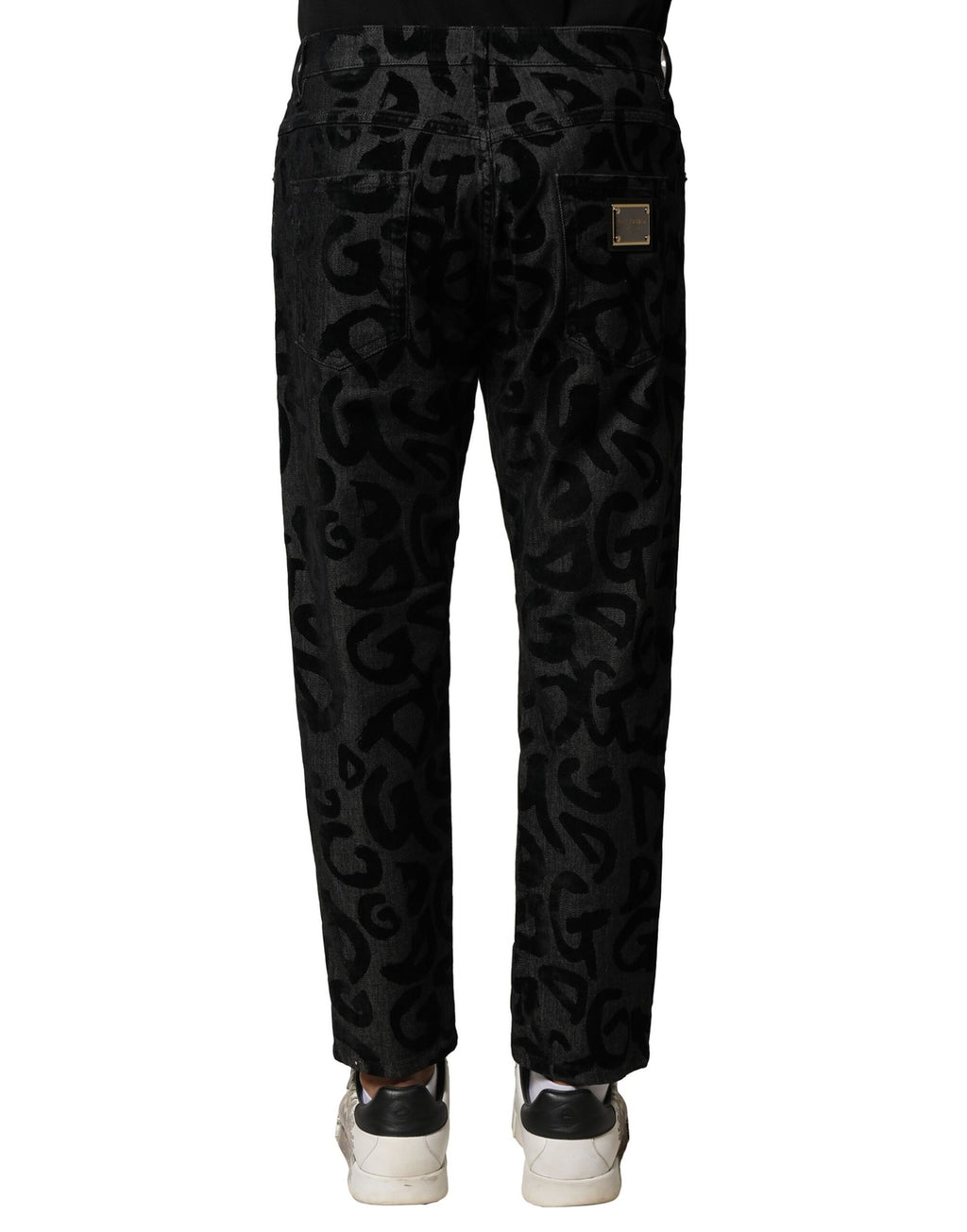Dolce &amp; Gabbana Graue, gerade geschnittene Jeans mit DG-Logo aus Baumwolle für Herren