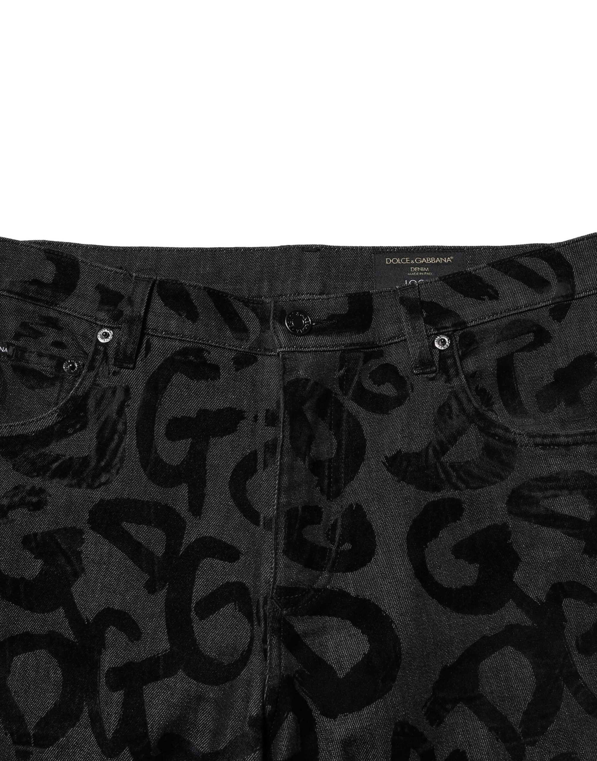 Dolce &amp; Gabbana Graue, gerade geschnittene Jeans mit DG-Logo aus Baumwolle für Herren
