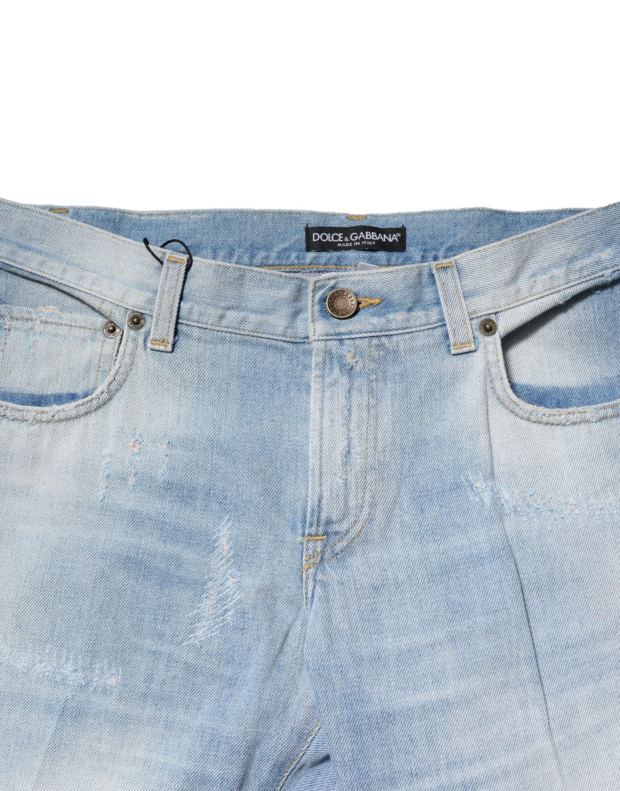Dolce &amp; Gabbana – Hellblaue, verwaschene Jeans mit gerader Passform