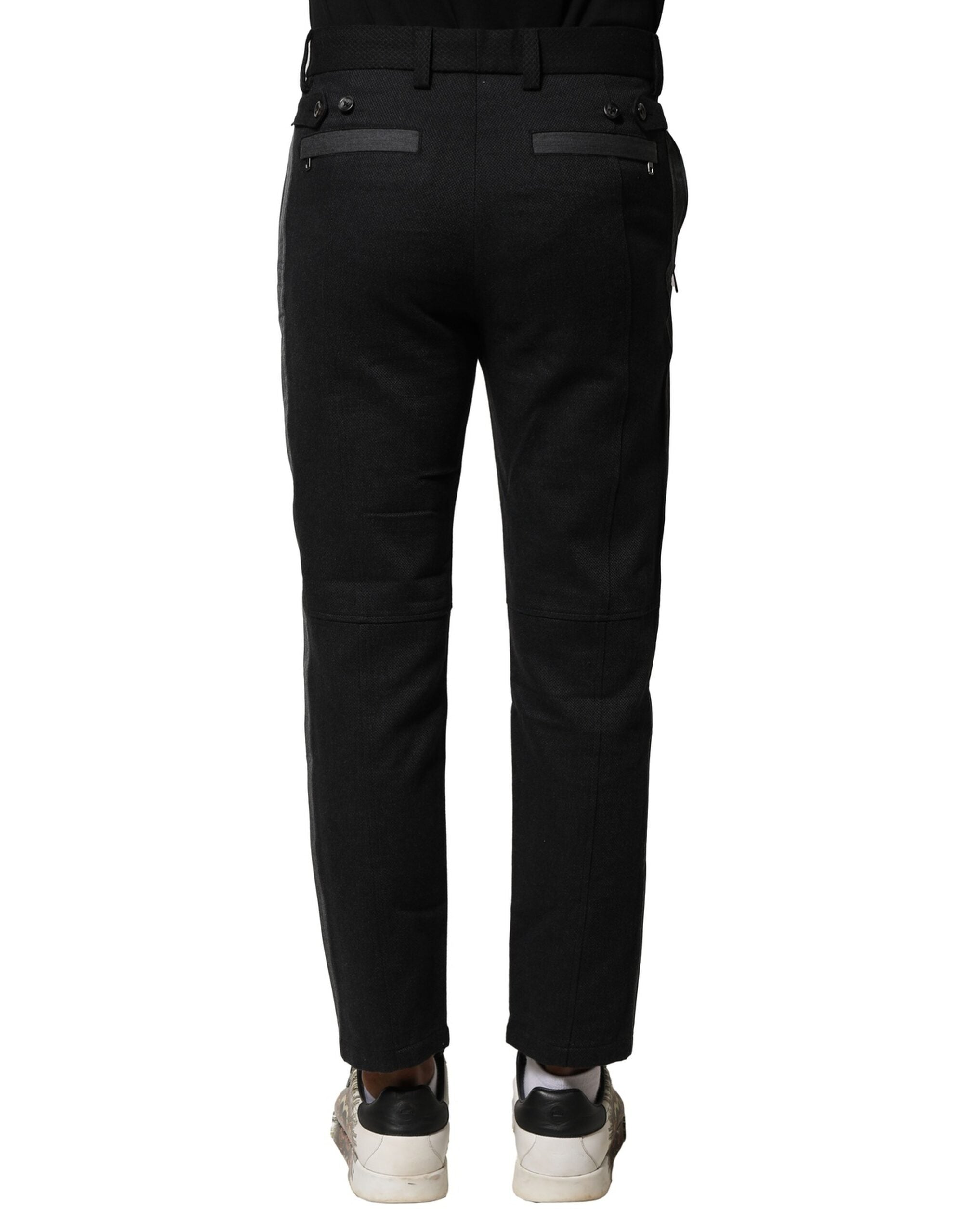 Dolce &amp; Gabbana Schwarz-Graue konische Baumwollhose für Herren