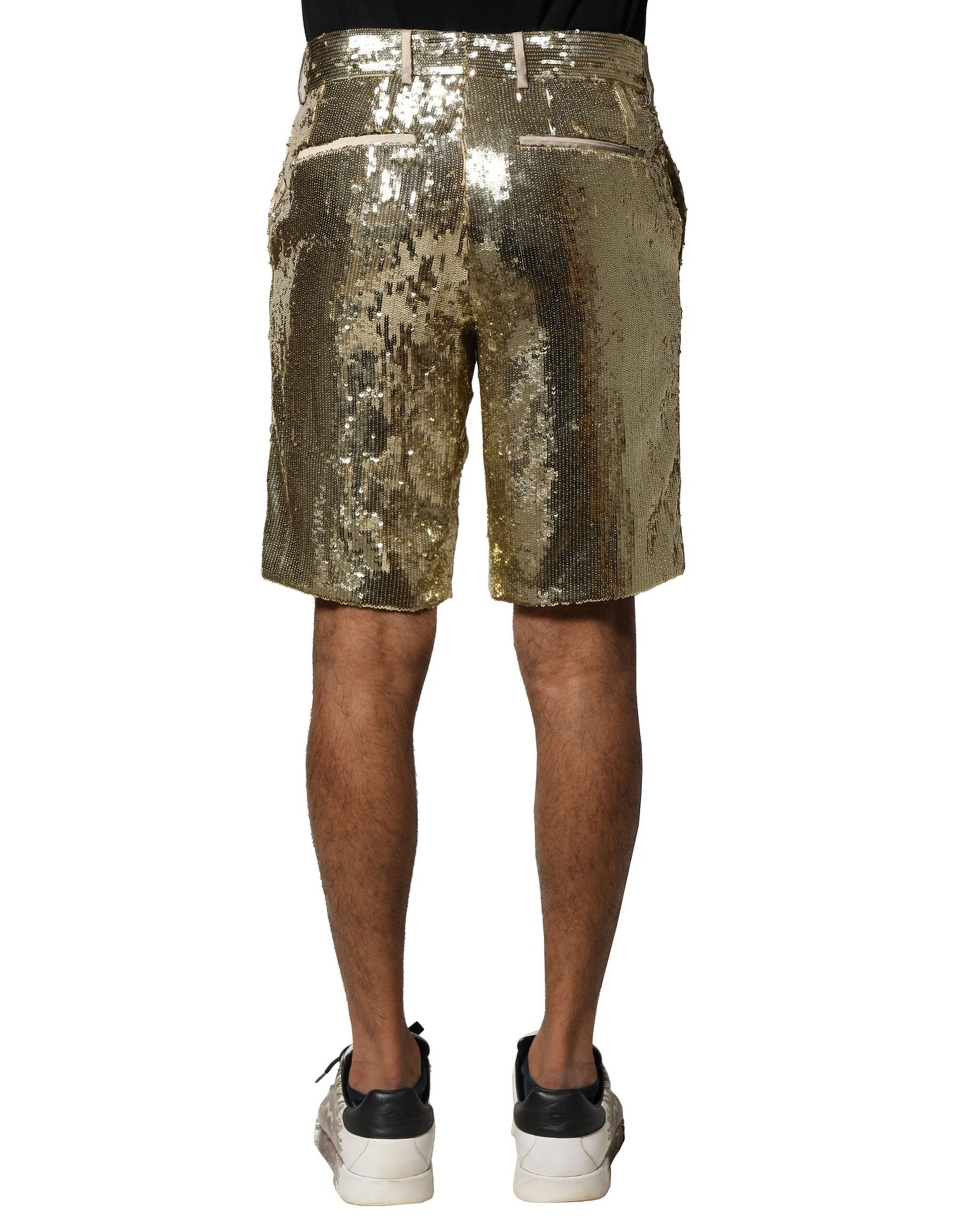 Dolce &amp; Gabbana – Bermudashorts aus Polyester mit goldenen Pailletten