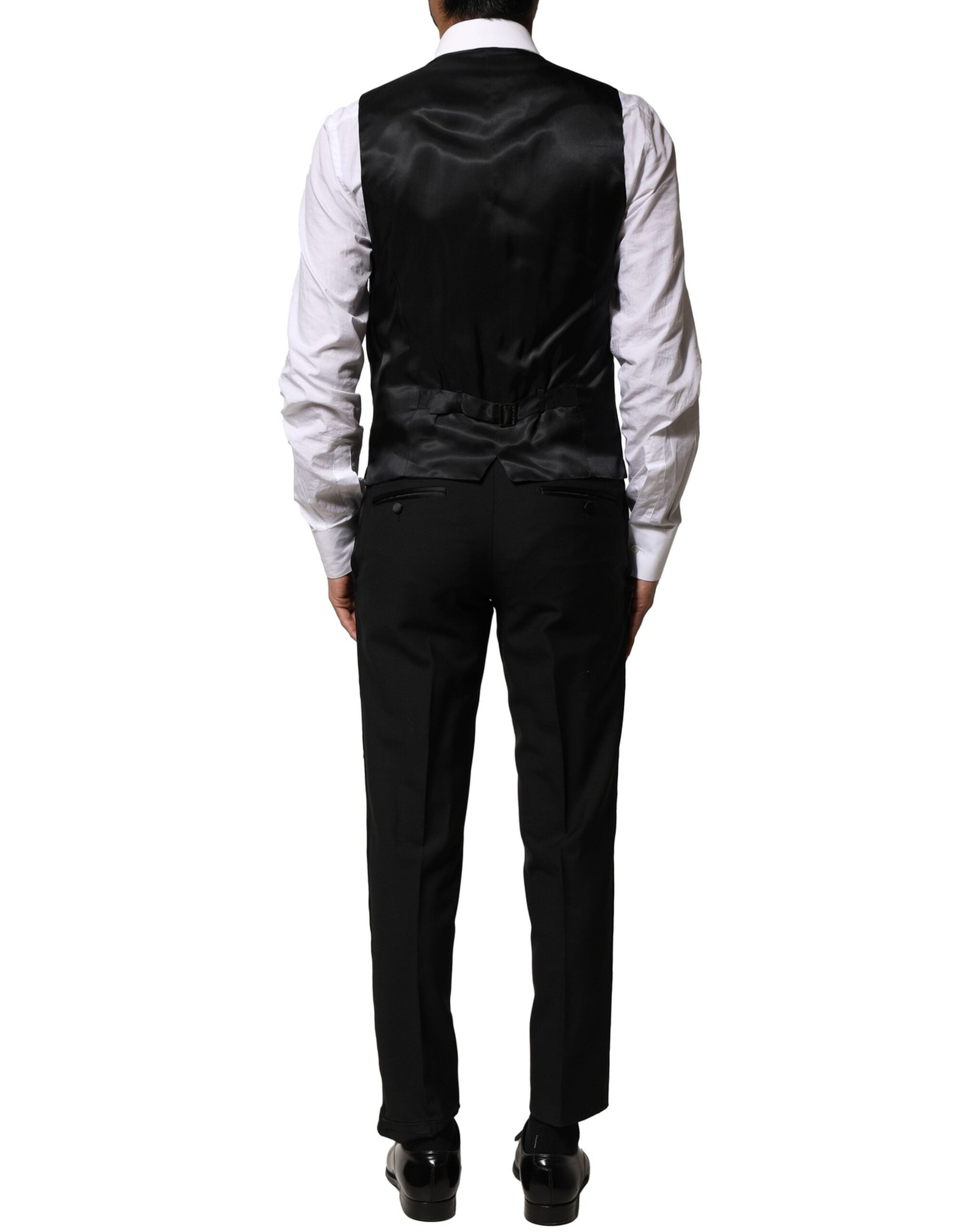 Dolce &amp; Gabbana – Dreiteiliger, einreihiger Anzug aus schwarzer Wolle