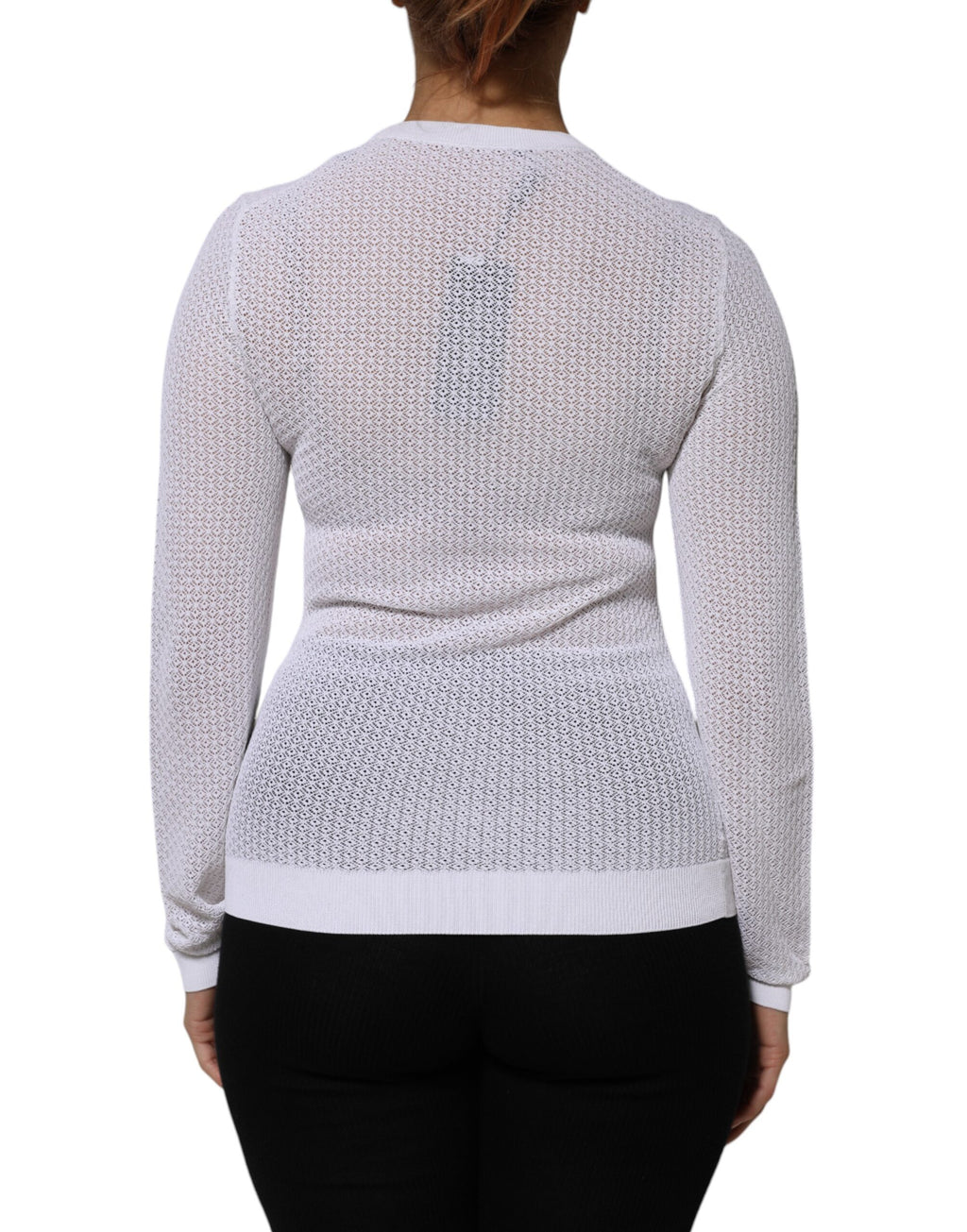 Dolce & Gabbana White Round Neck Long Sleeves Pullover Top