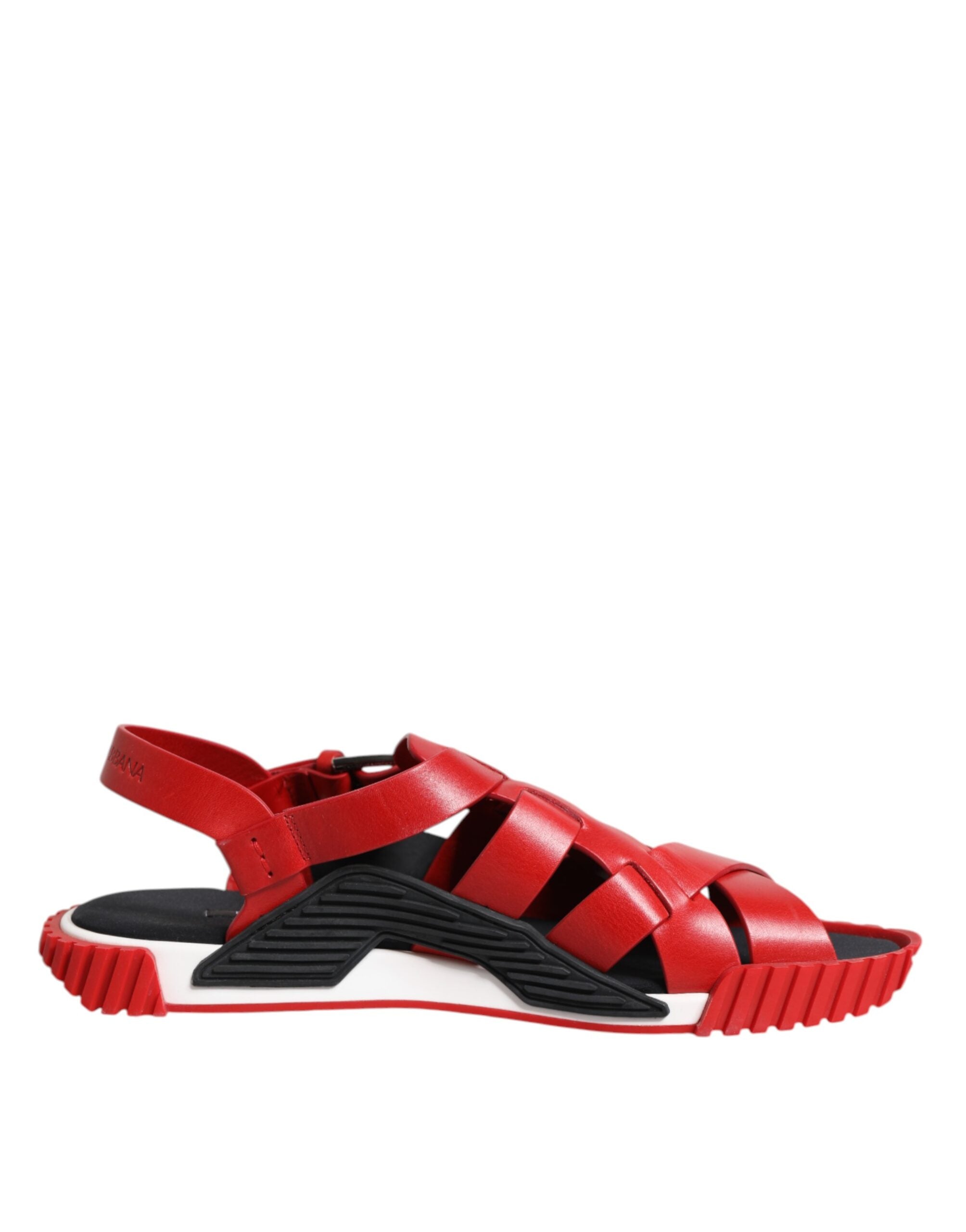 Dolce &amp; Gabbana Rot Schwarz Leder Knöchelriemen Sandalen Schuhe