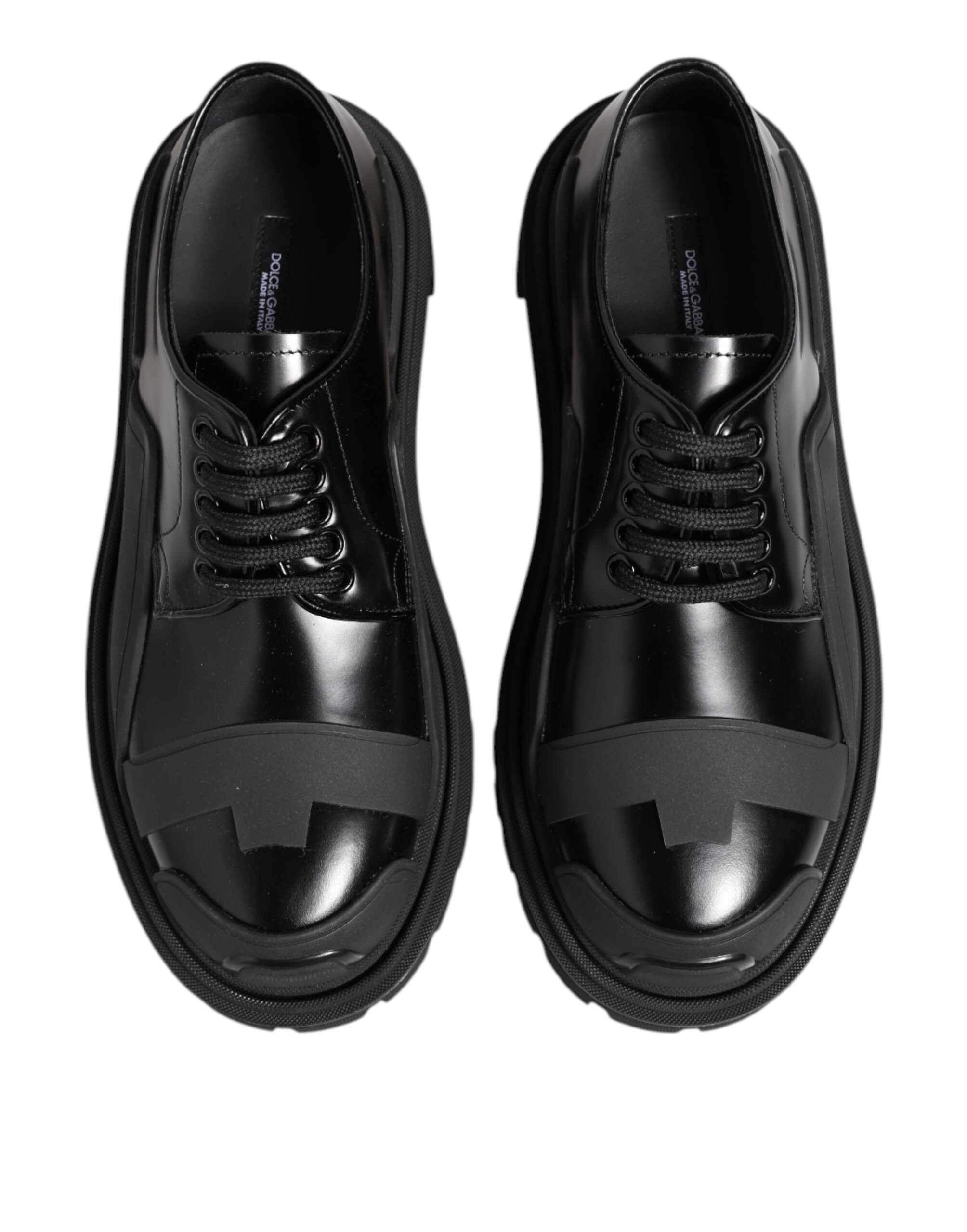 Dolce &amp; Gabbana – Trekking-Derby-Schuhe aus schwarzem Lackleder