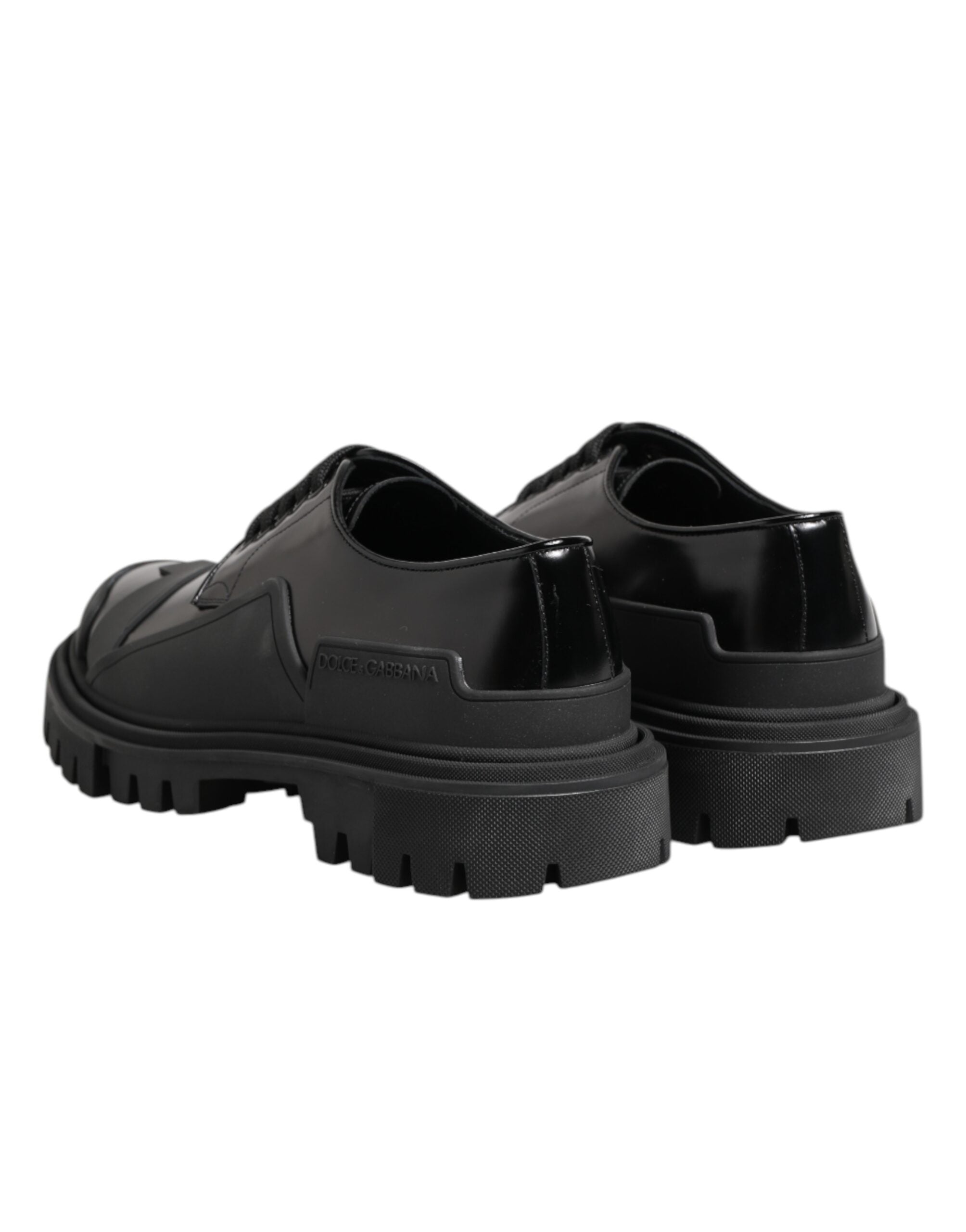 Dolce &amp; Gabbana – Trekking-Derby-Schuhe aus schwarzem Lackleder