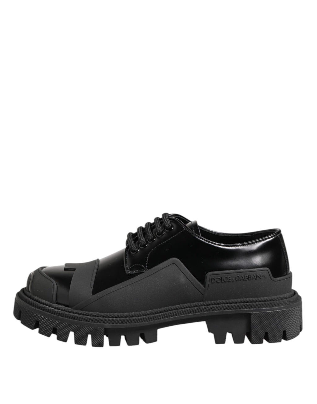 Dolce &amp; Gabbana – Trekking-Derby-Schuhe aus schwarzem Lackleder