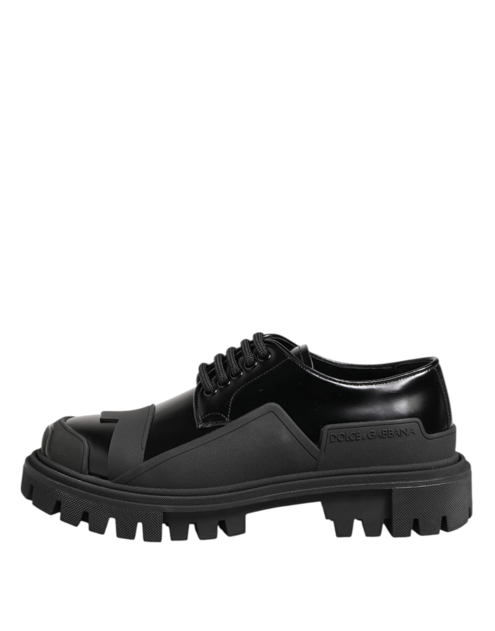Dolce &amp; Gabbana – Trekking-Derby-Schuhe aus schwarzem Lackleder