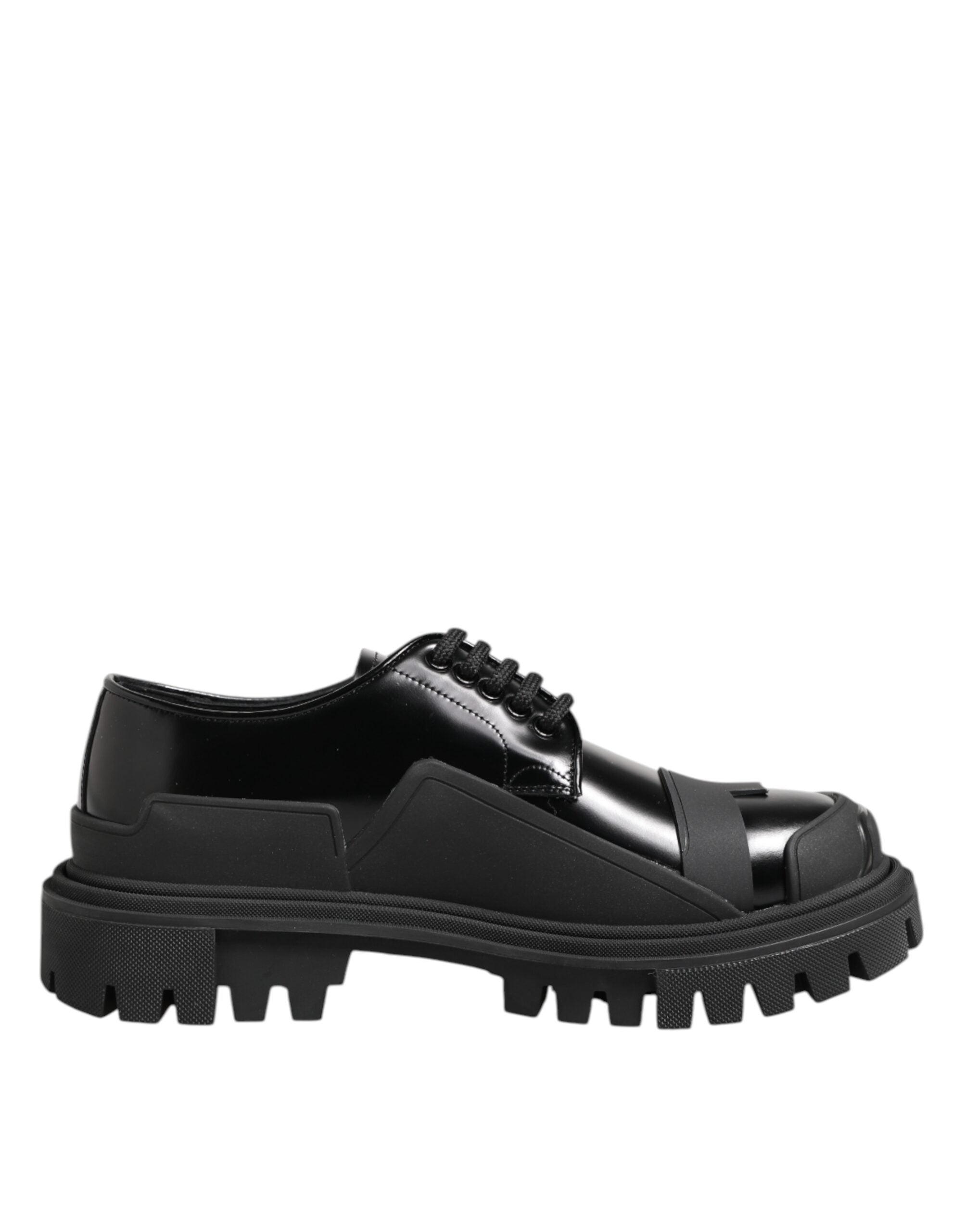 Dolce &amp; Gabbana – Trekking-Derby-Schuhe aus schwarzem Lackleder