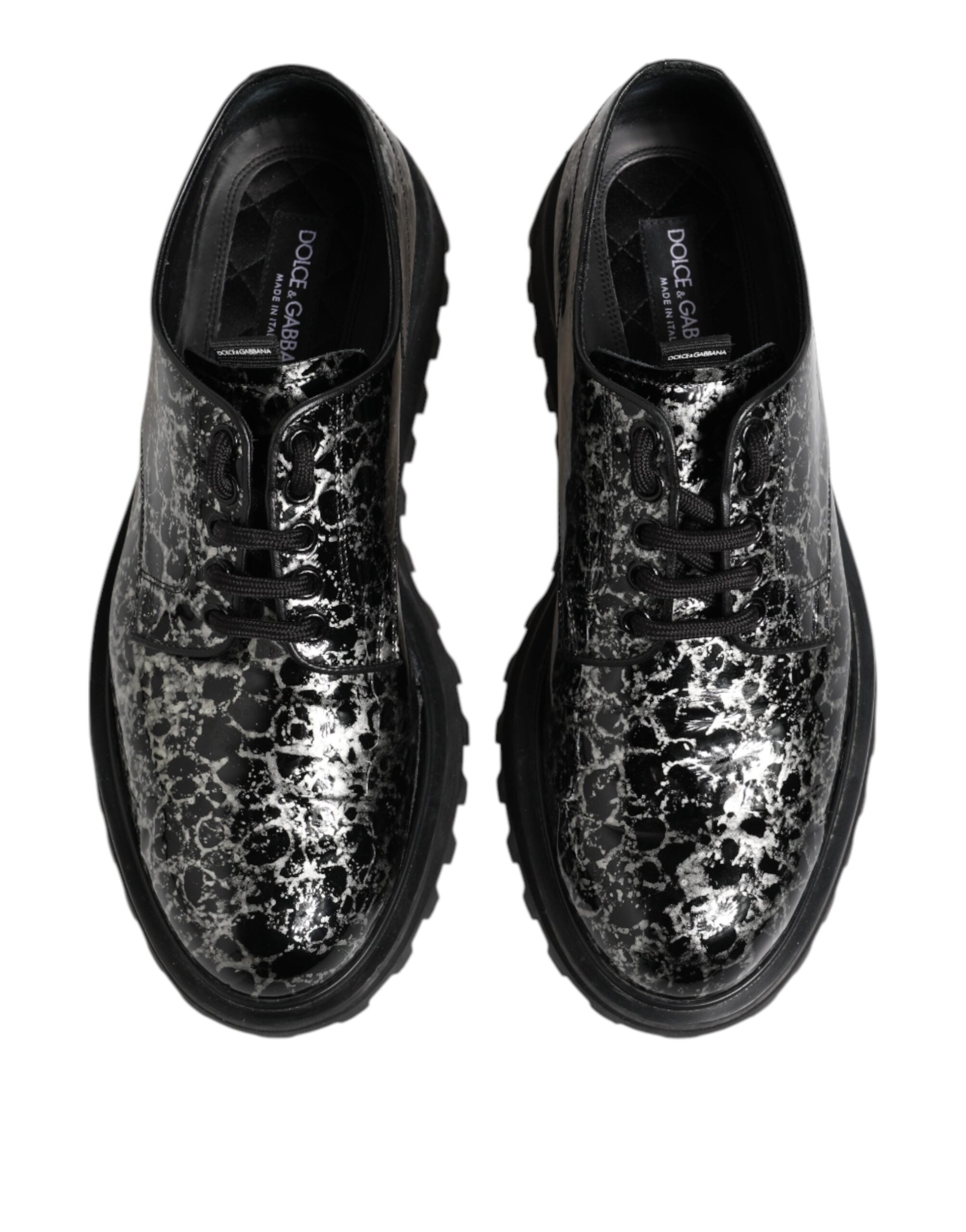 Dolce &amp; Gabbana – Klobige Derby-Schuhe aus Kalbsleder in Schwarz und Weiß