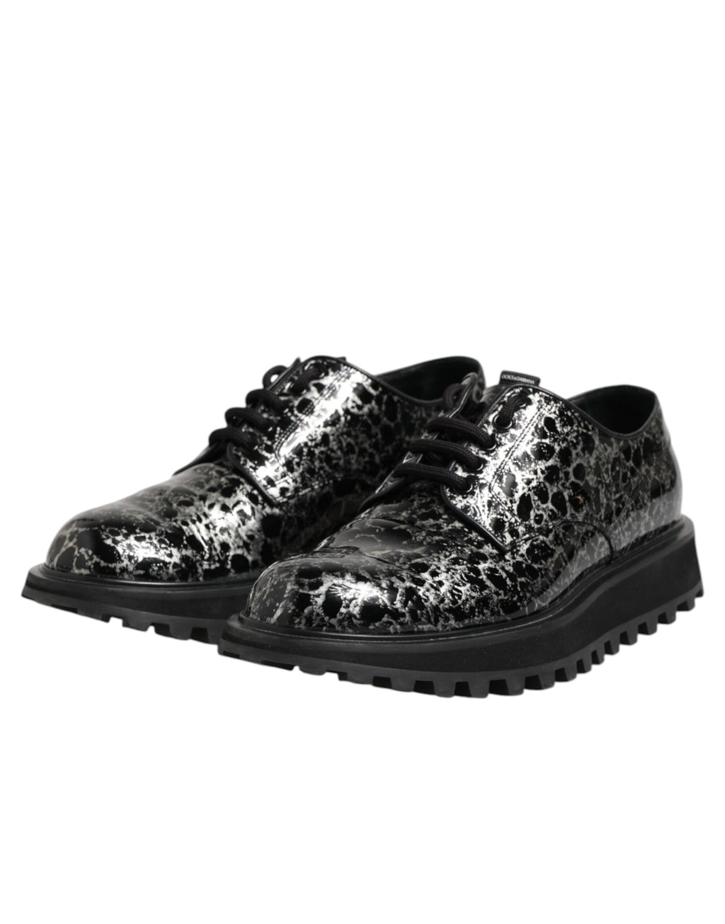 Dolce &amp; Gabbana – Klobige Derby-Schuhe aus Kalbsleder in Schwarz und Weiß