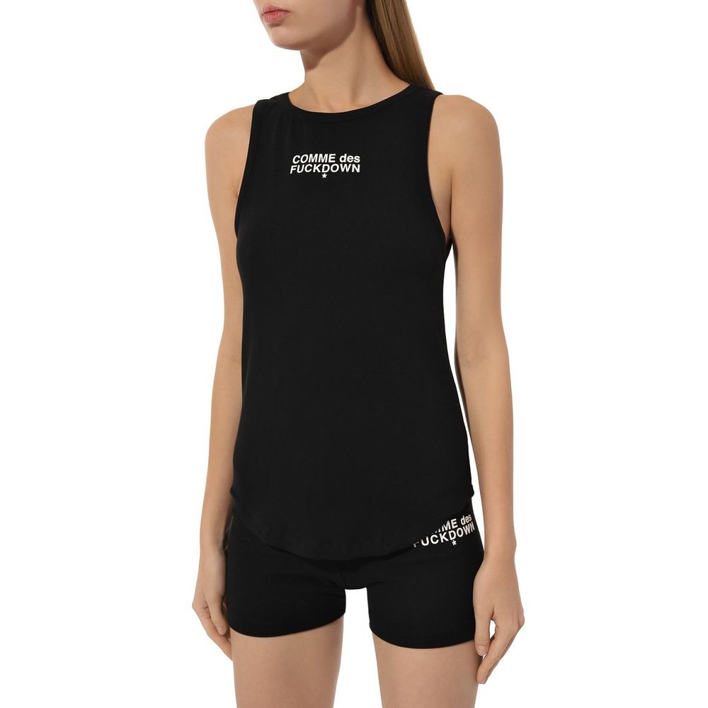 Comme Des Fuckdown Black Cotton Tops & T-Shirt