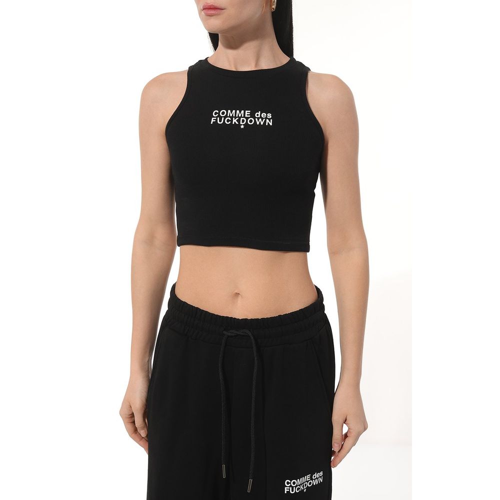 Comme Des Fuckdown Black Cotton Tops & T-Shirt