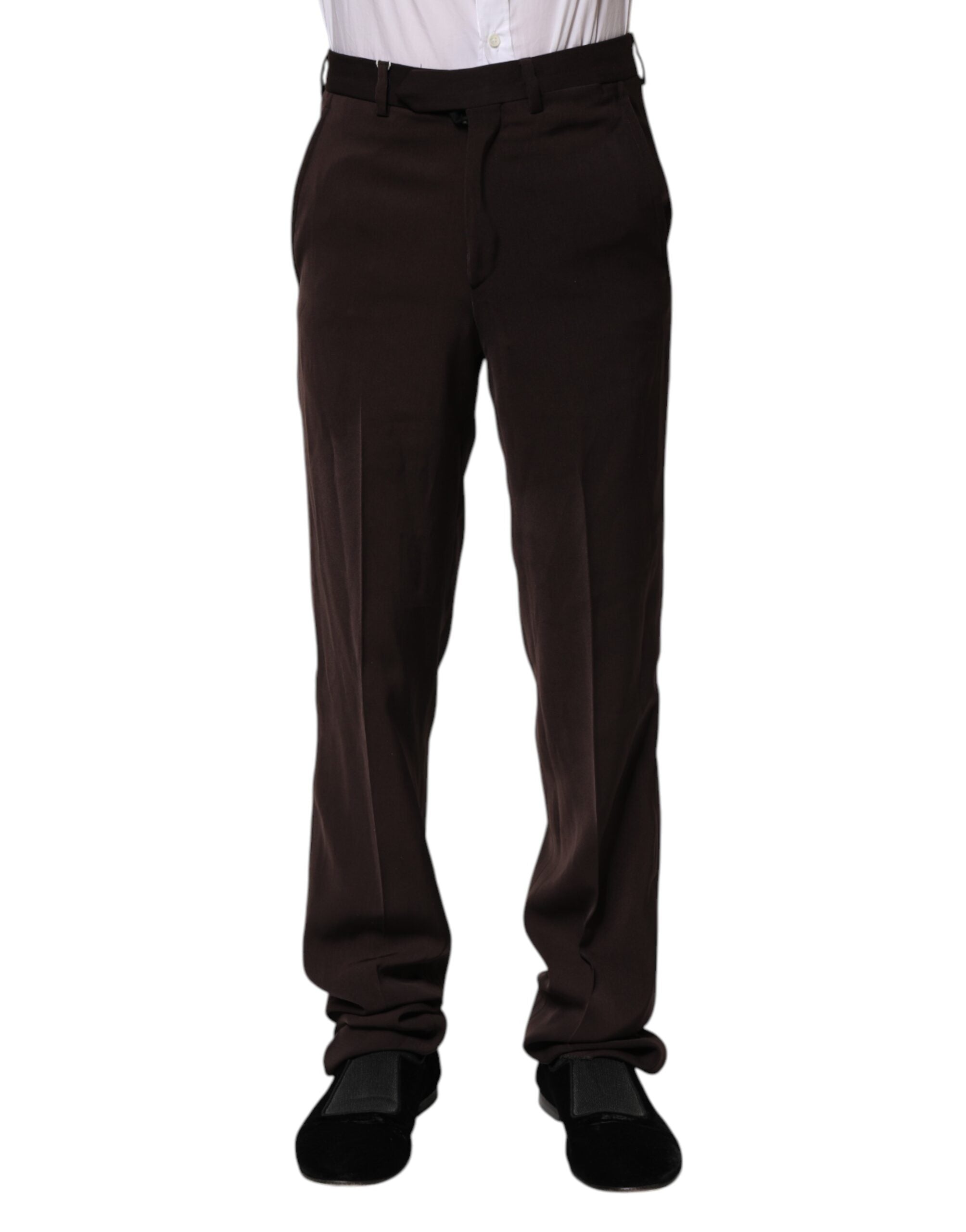 BENCIVENGA Dunkelbraune formelle Hose mit mittelhohem Bund