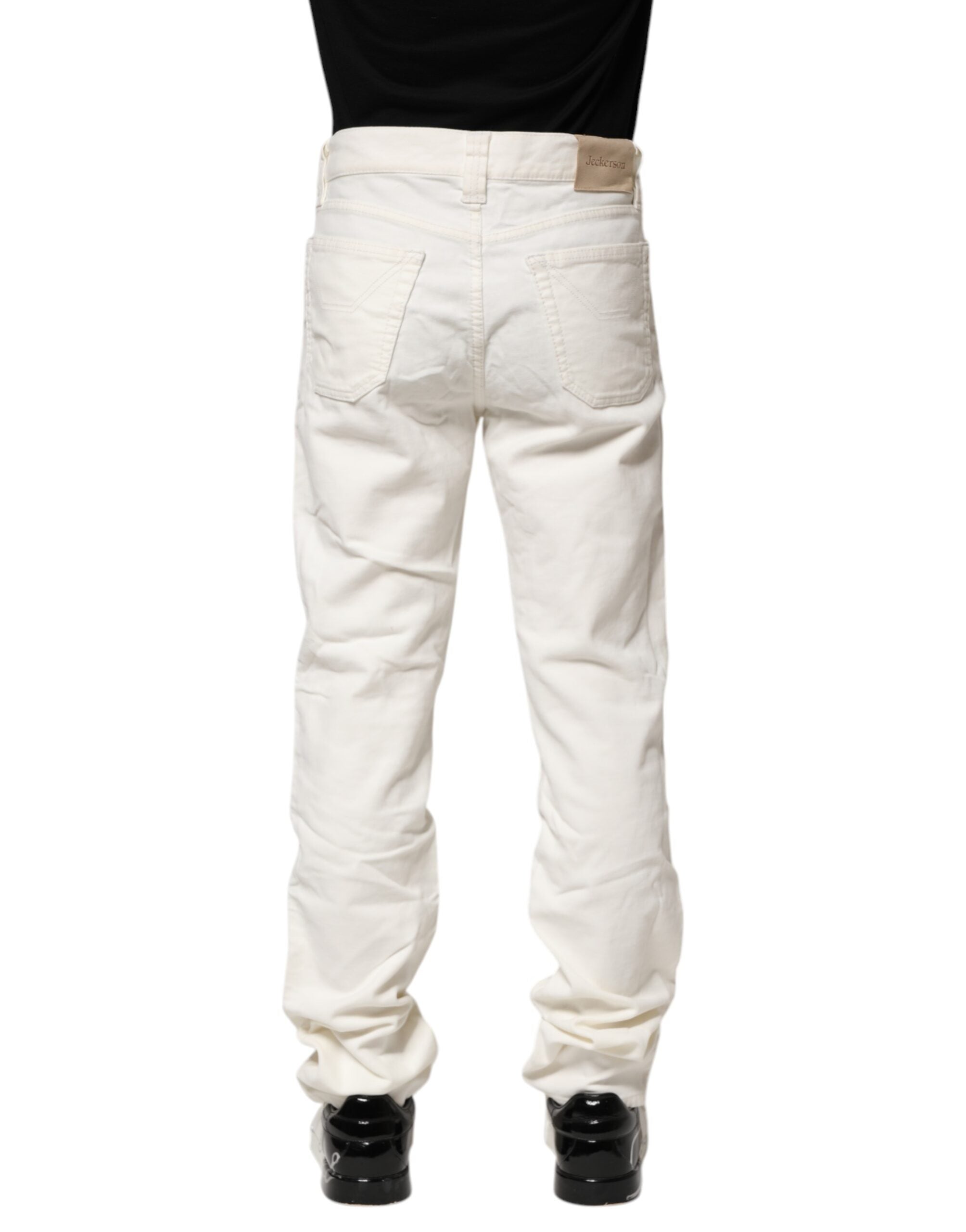 Jeckerson Herren Jeans mit geradem Schnitt und Stretch-Baumwolle in Weiß