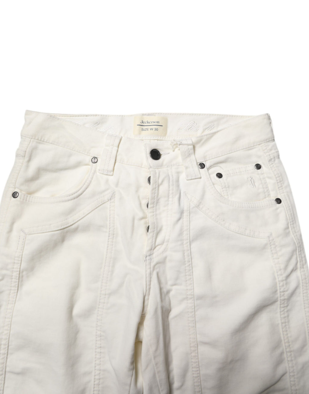 Jeckerson Herren Jeans mit geradem Schnitt und Stretch-Baumwolle in Weiß