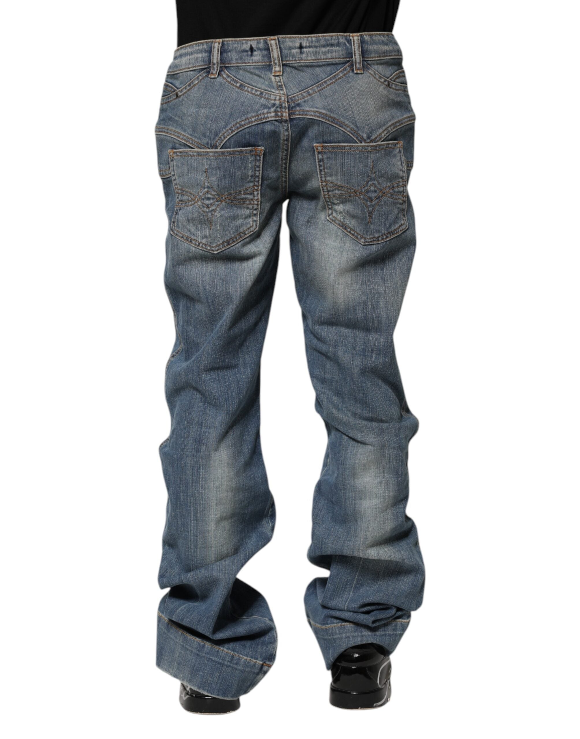 Just Cavalli Blue Washed Straight Fit Men Denim Jeans