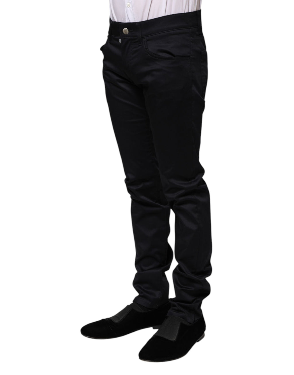 Dolce &amp; Gabbana – Schwarze Skinny-Hose aus Baumwolle mit mittlerer Taille