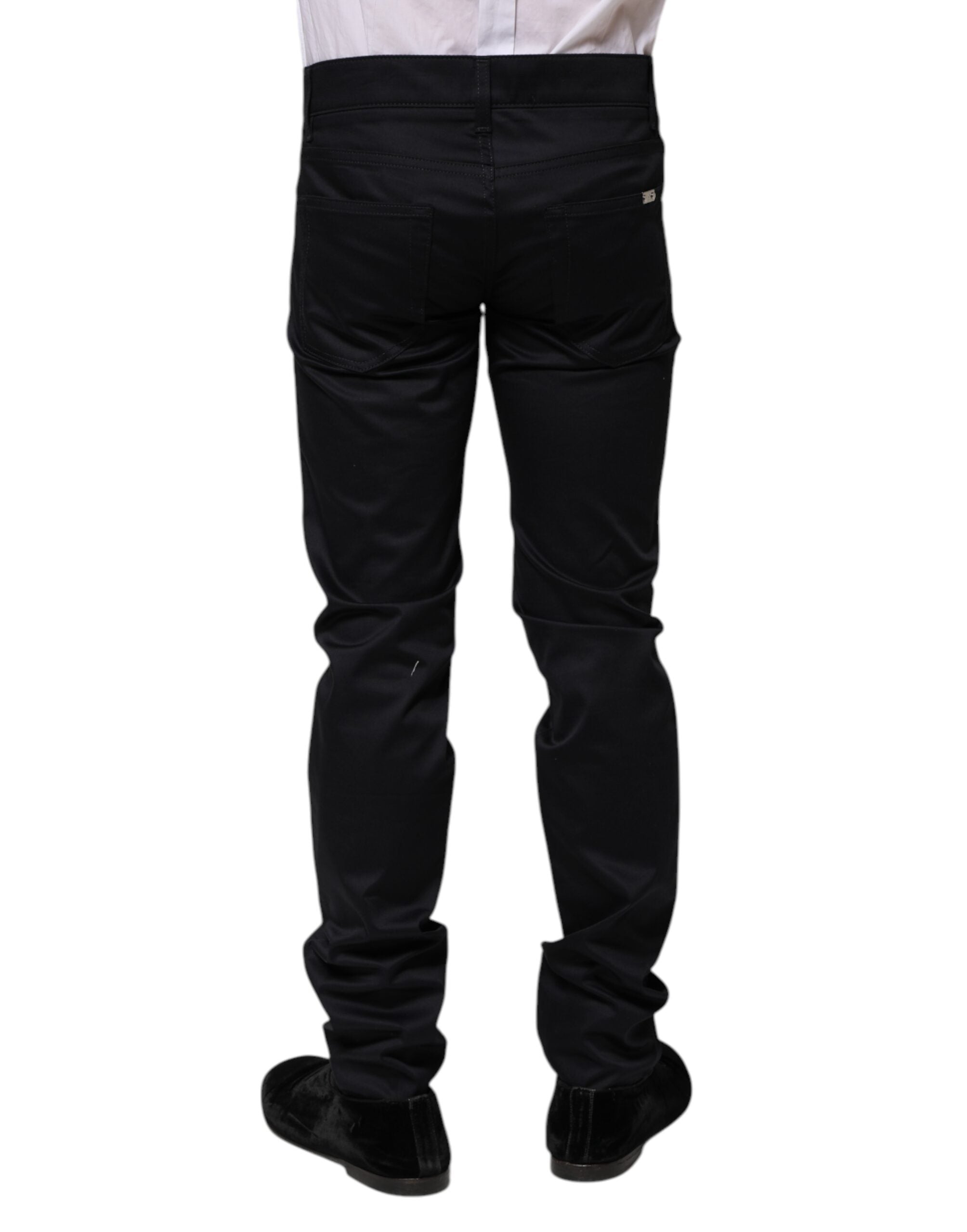Dolce &amp; Gabbana – Schwarze Skinny-Hose aus Baumwolle mit mittlerer Taille
