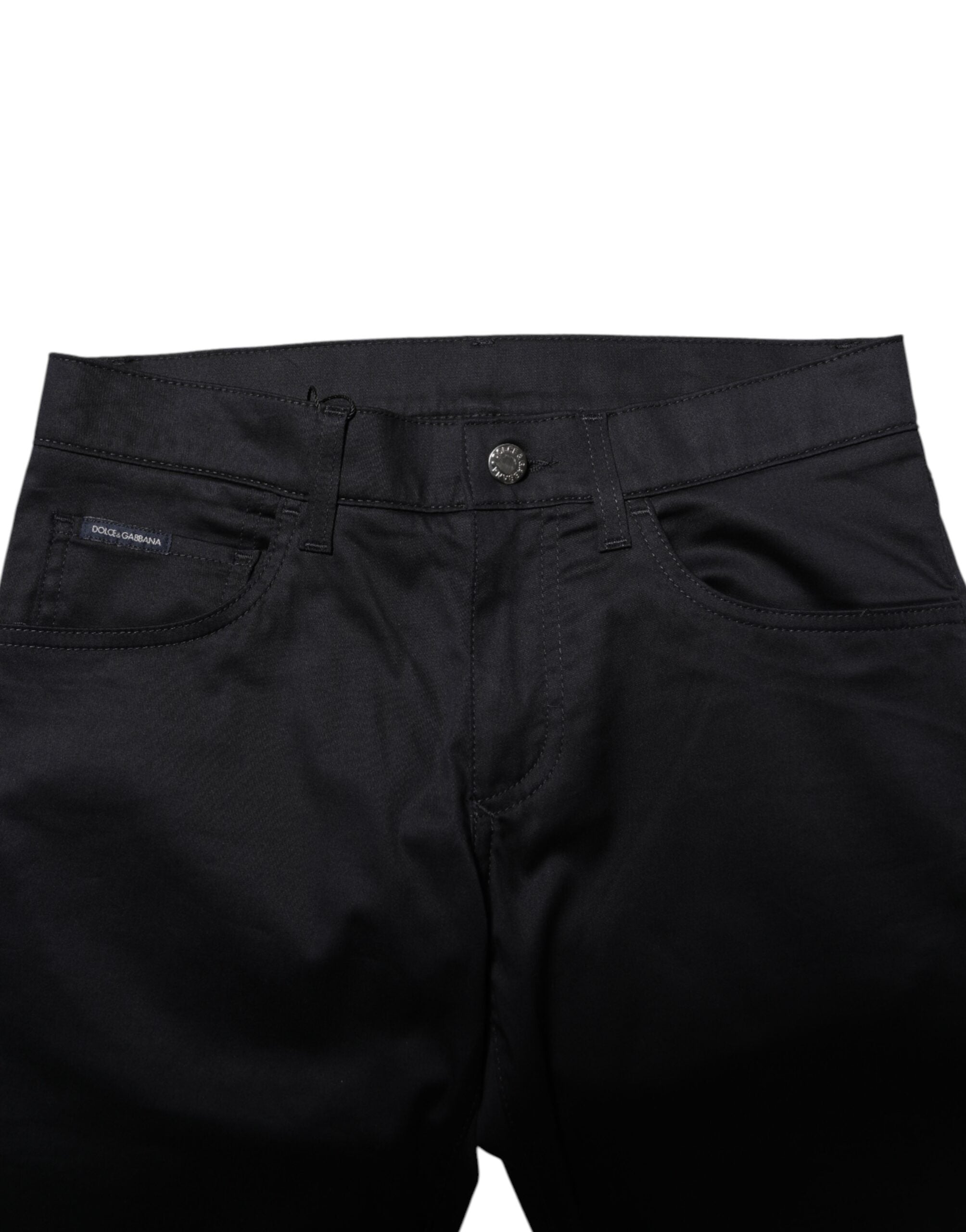 Dolce &amp; Gabbana – Schwarze Skinny-Hose aus Baumwolle mit mittlerer Taille
