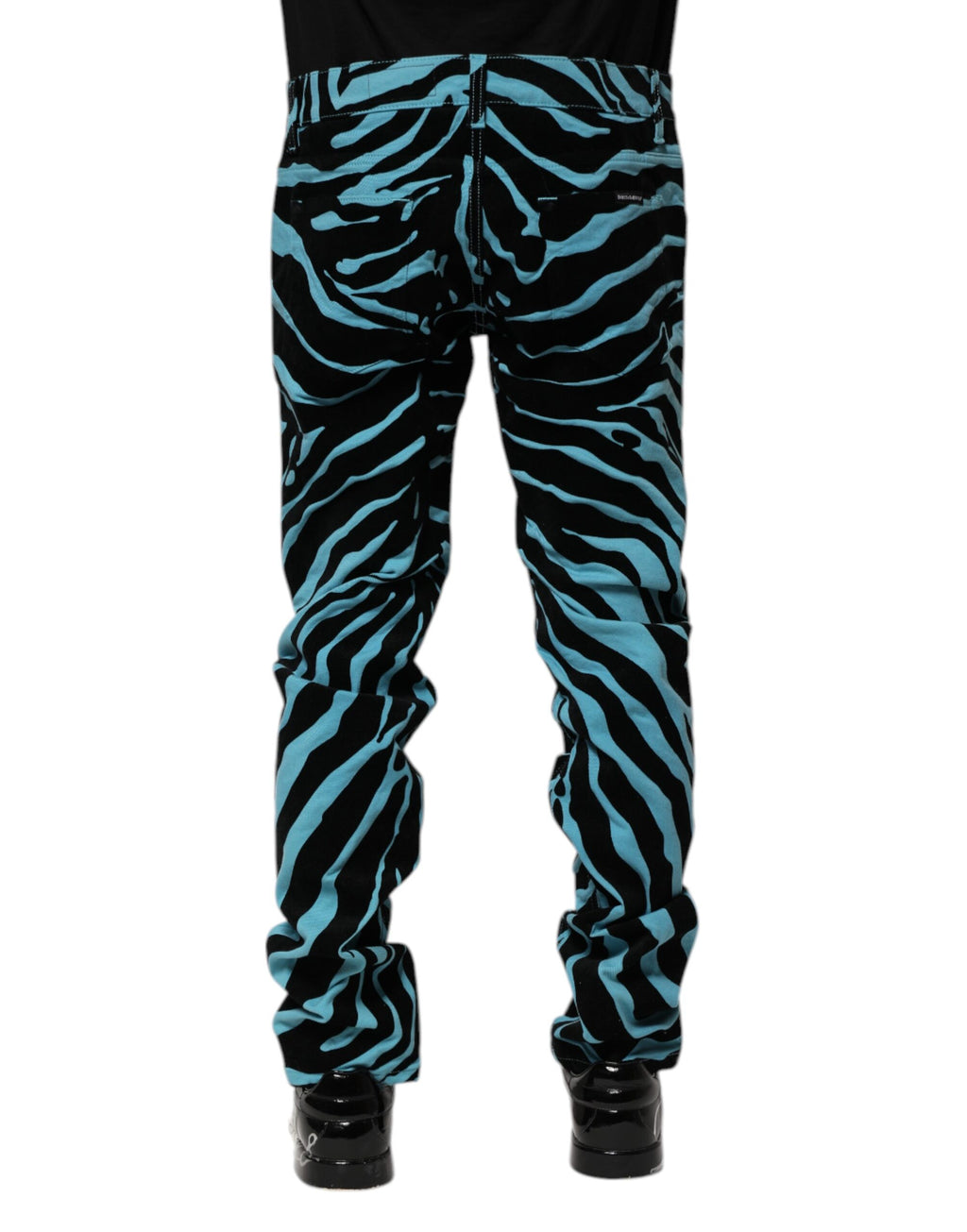 Dolce &amp; Gabbana – Blau-schwarz gestreifte Skinny-Jeans