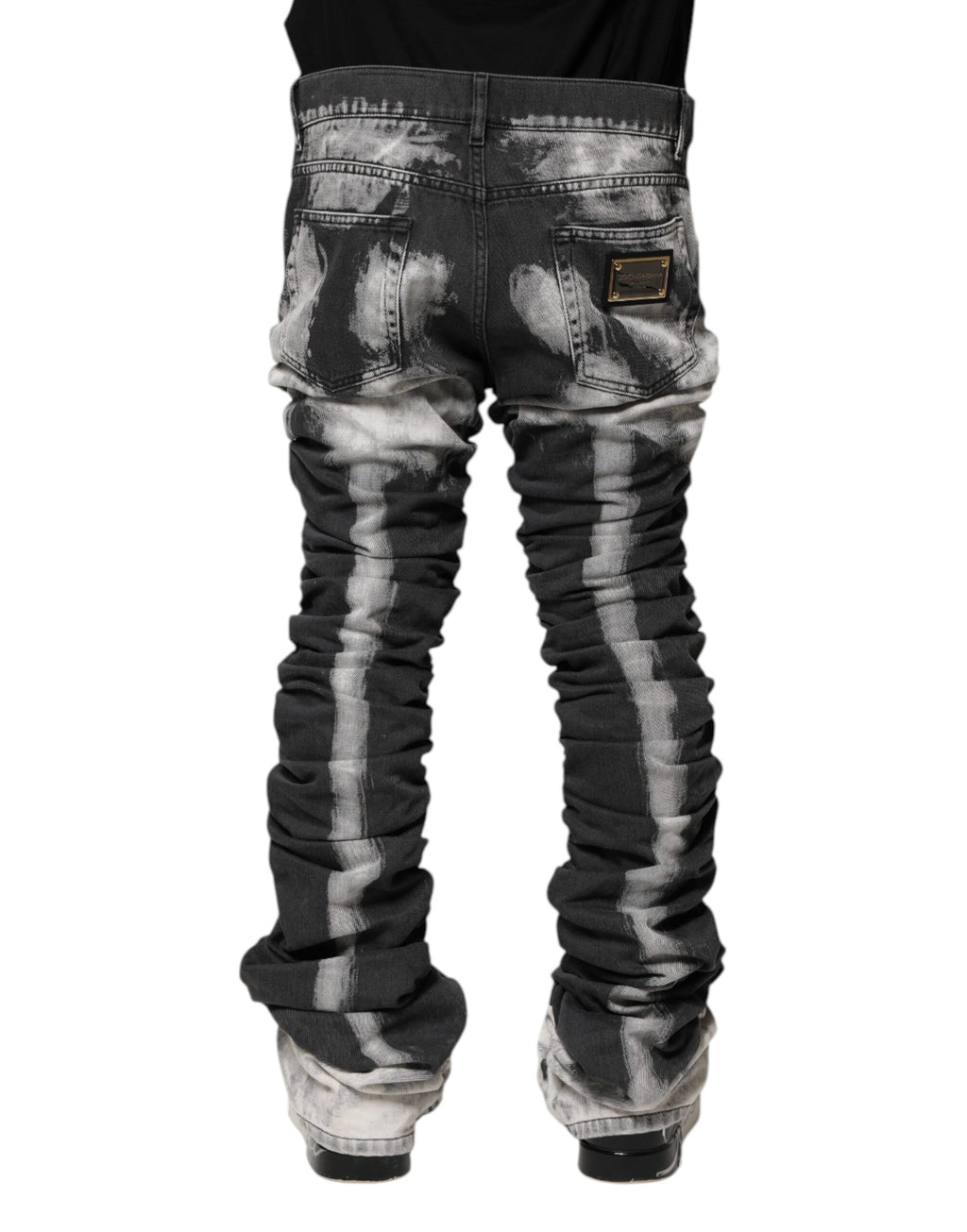 Dolce &amp; Gabbana – Schwarze Jeans mit geradem Schnitt und Batikmuster