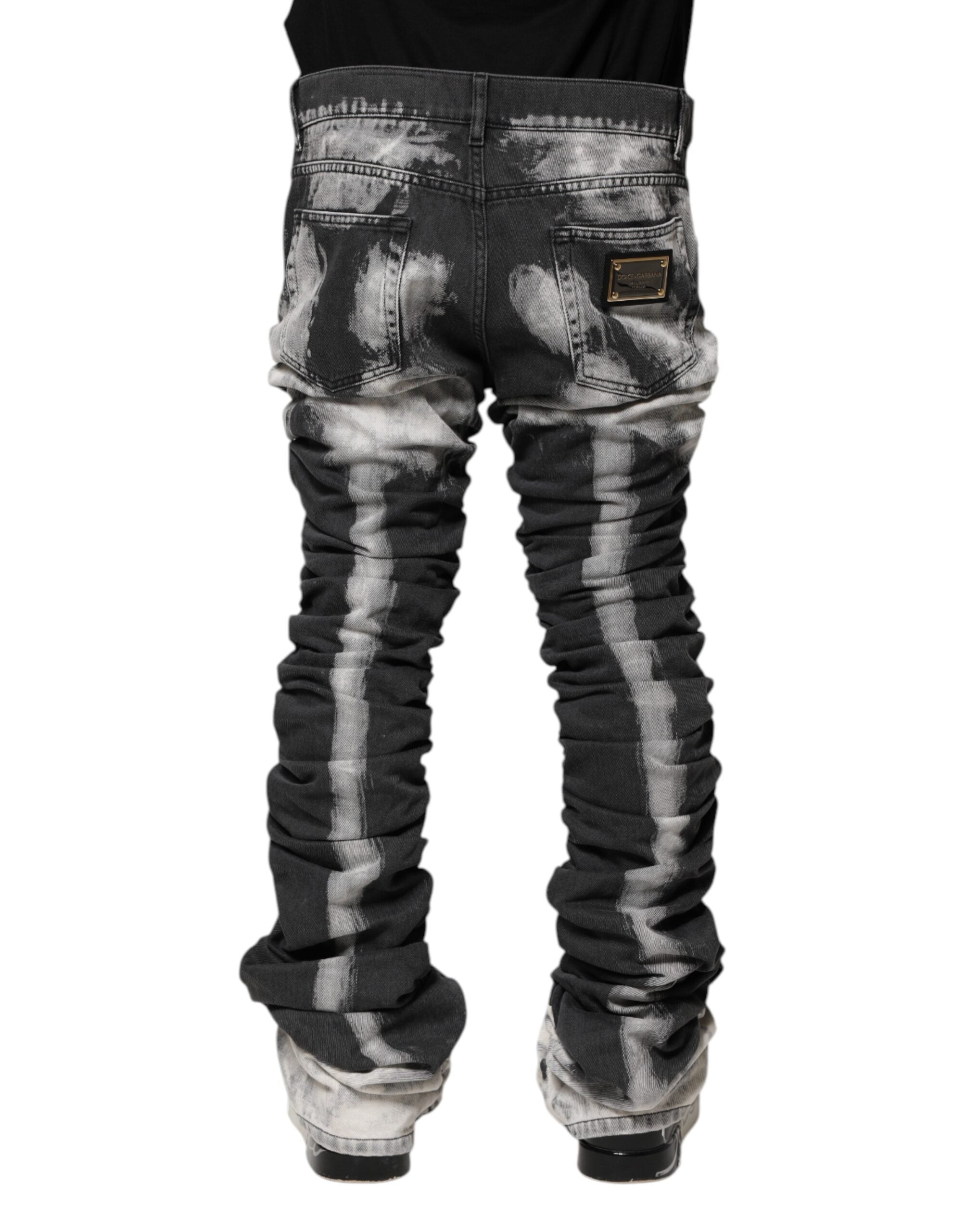 Dolce &amp; Gabbana – Schwarze Jeans mit geradem Schnitt und Batikmuster