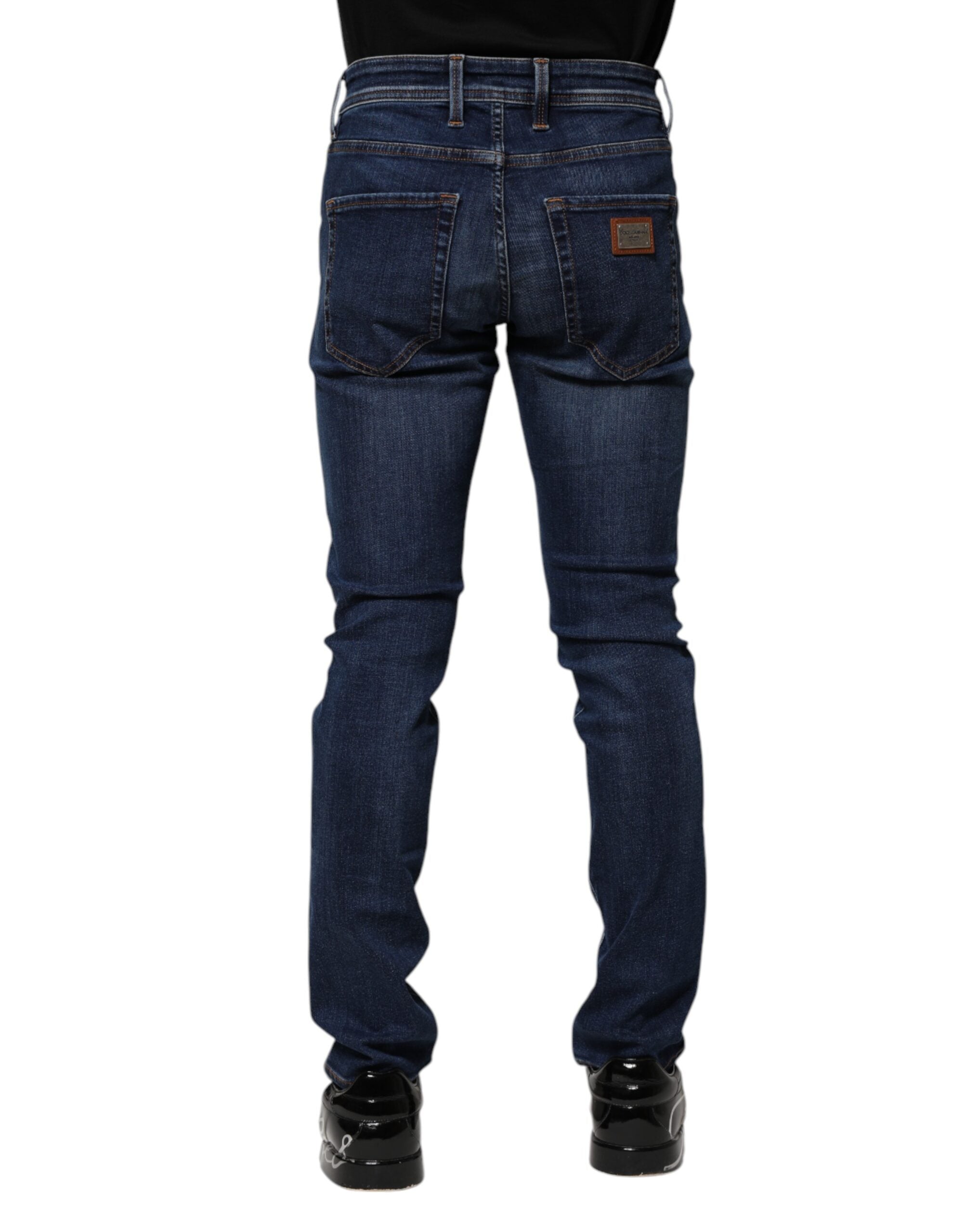 Dolce &amp; Gabbana Dunkelblaue Skinny-Jeans aus Baumwolle