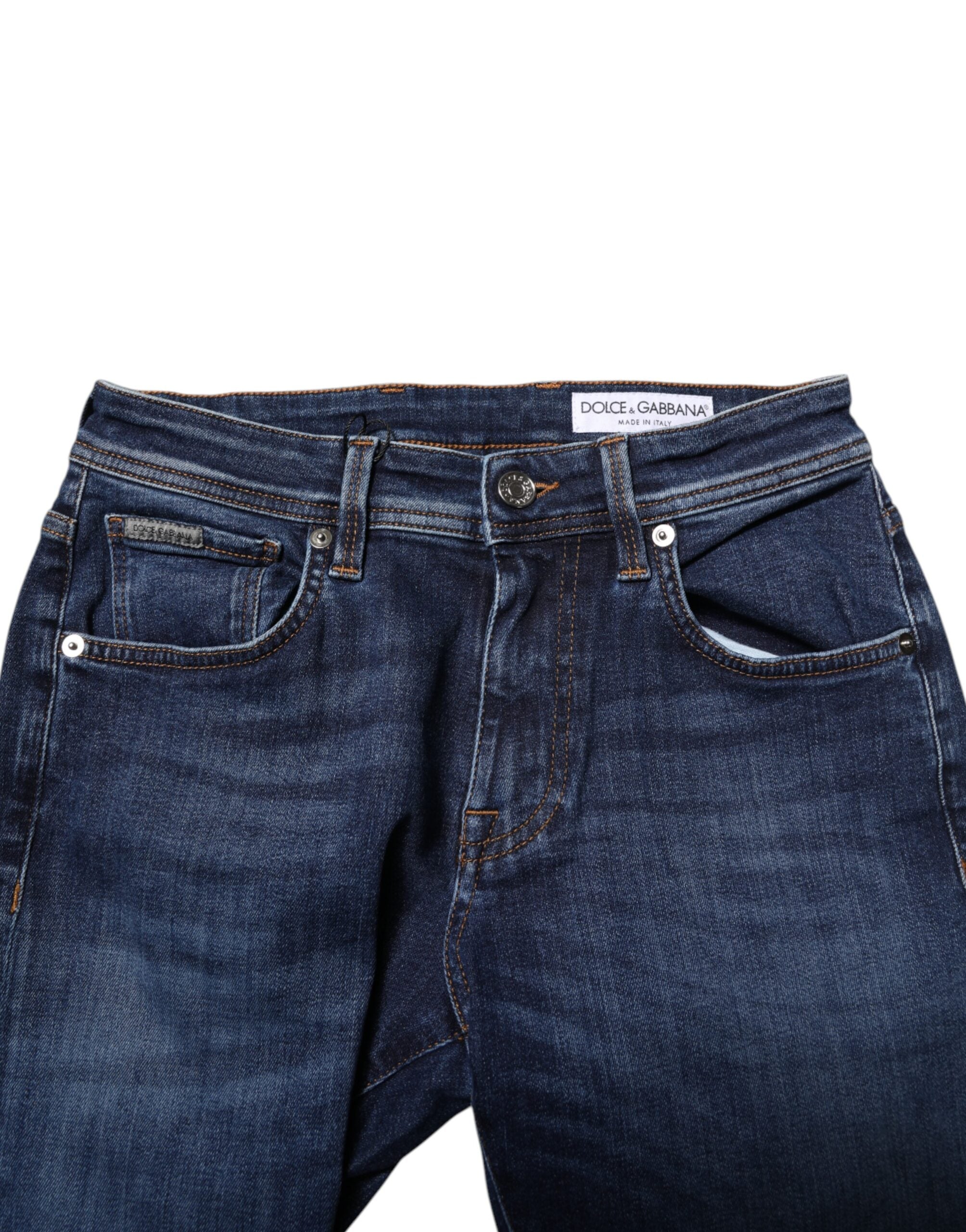 Dolce &amp; Gabbana Dunkelblaue Skinny-Jeans aus Baumwolle